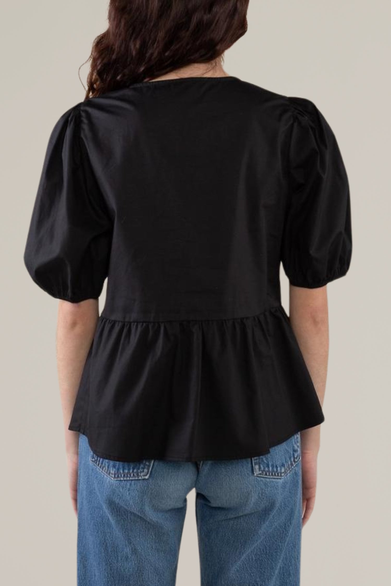 poplin tie front blouse