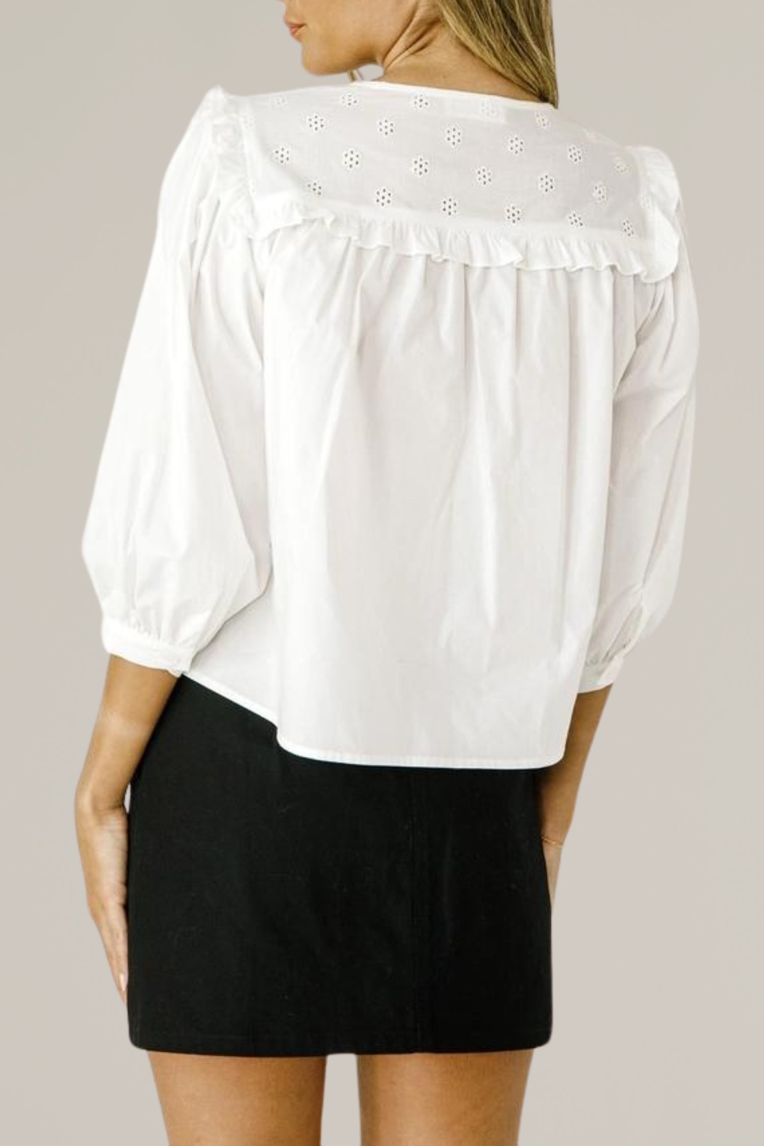 eyelet tie front blouse