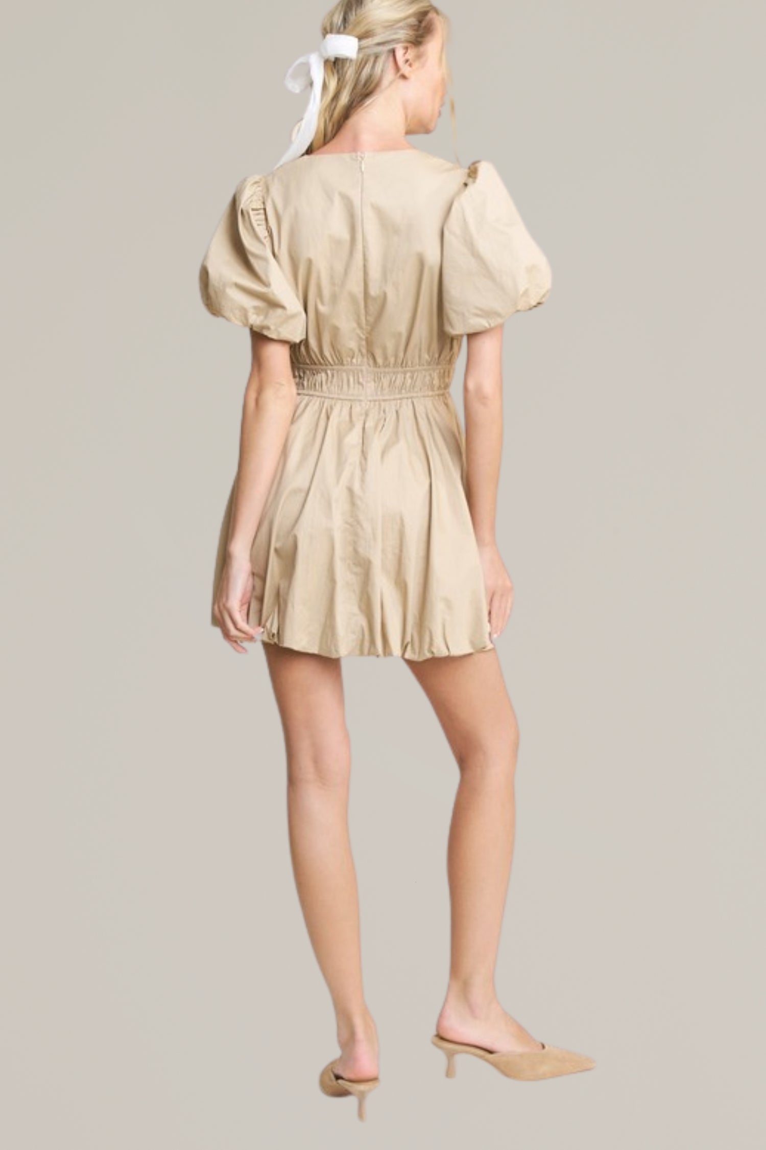 bubble hem tie front mini dress