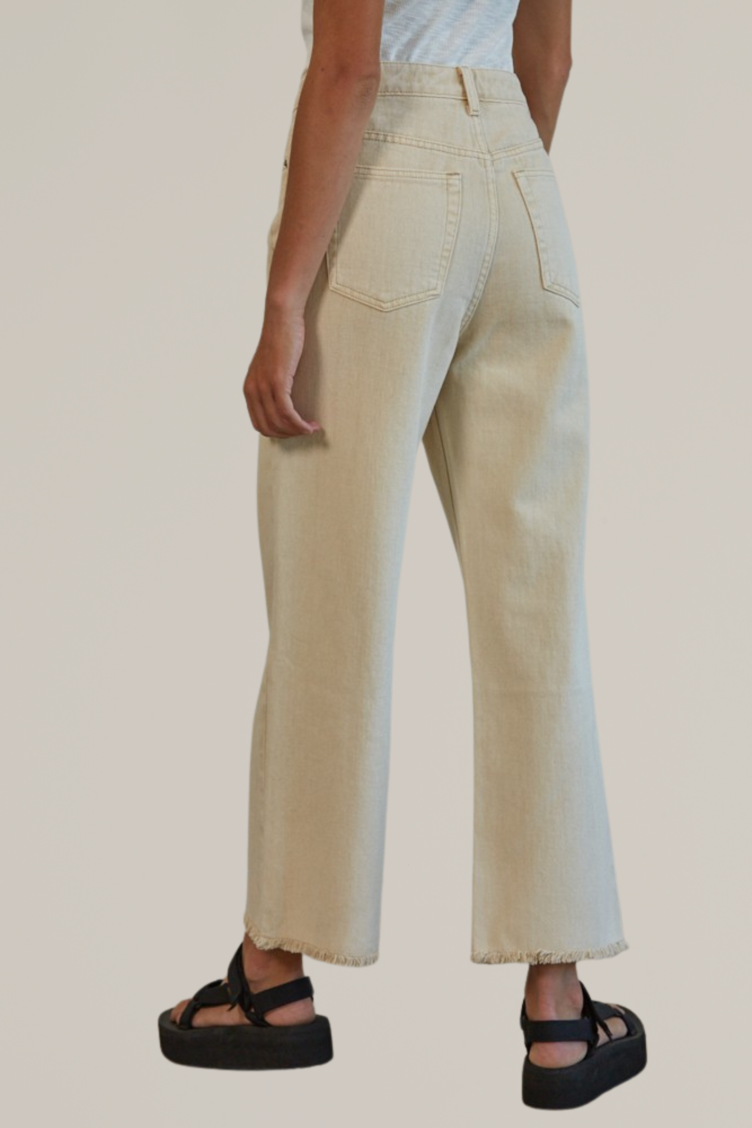 wide leg cut off denim