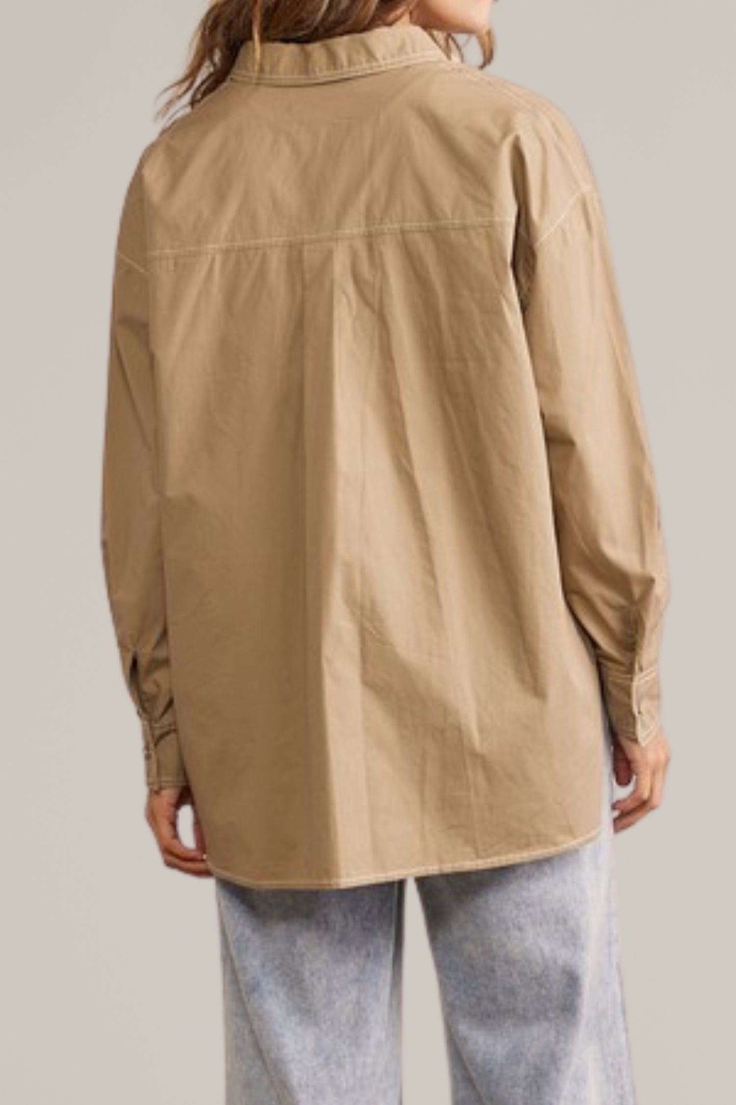 contrast stitch button down shirt