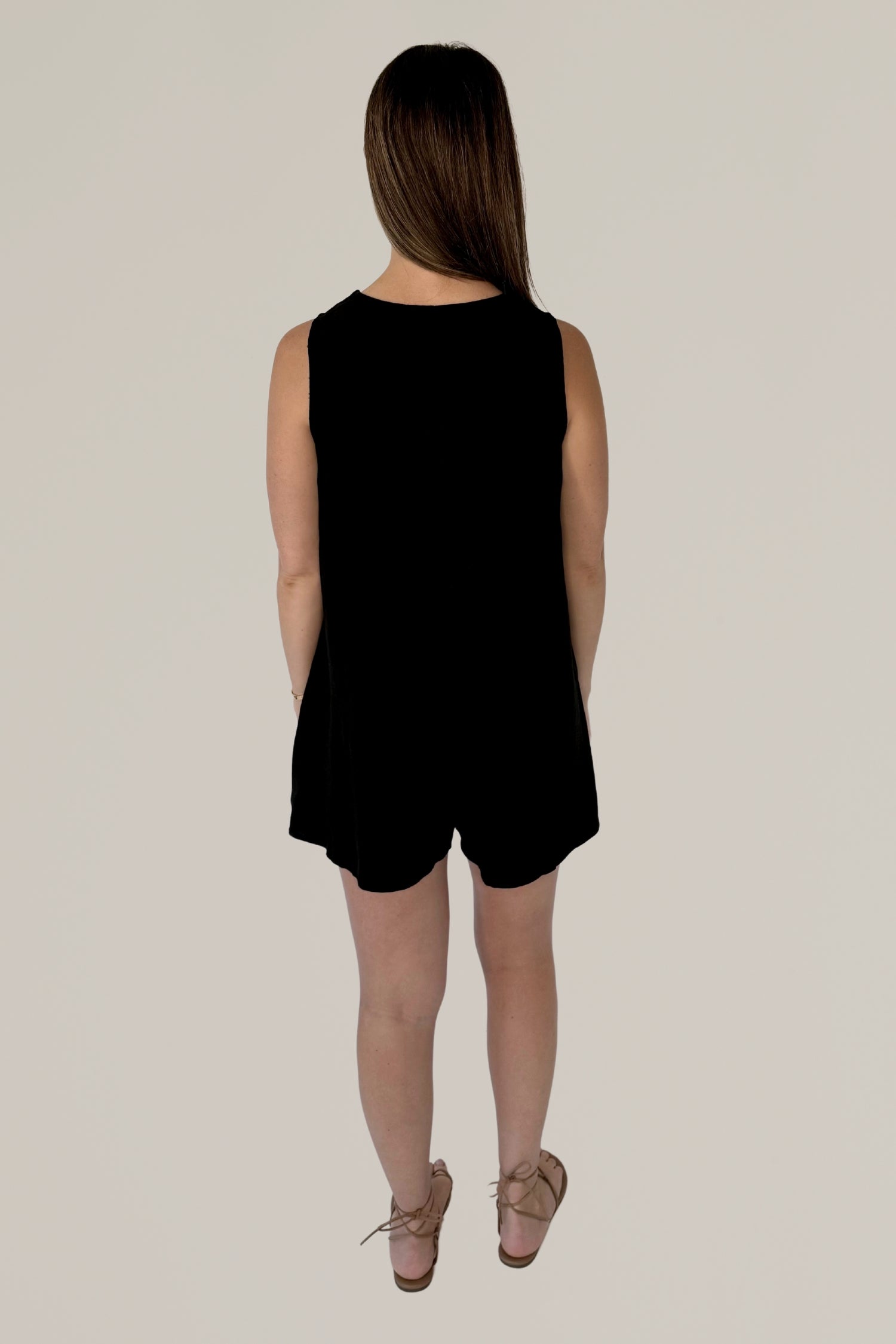 linen blend button down romper