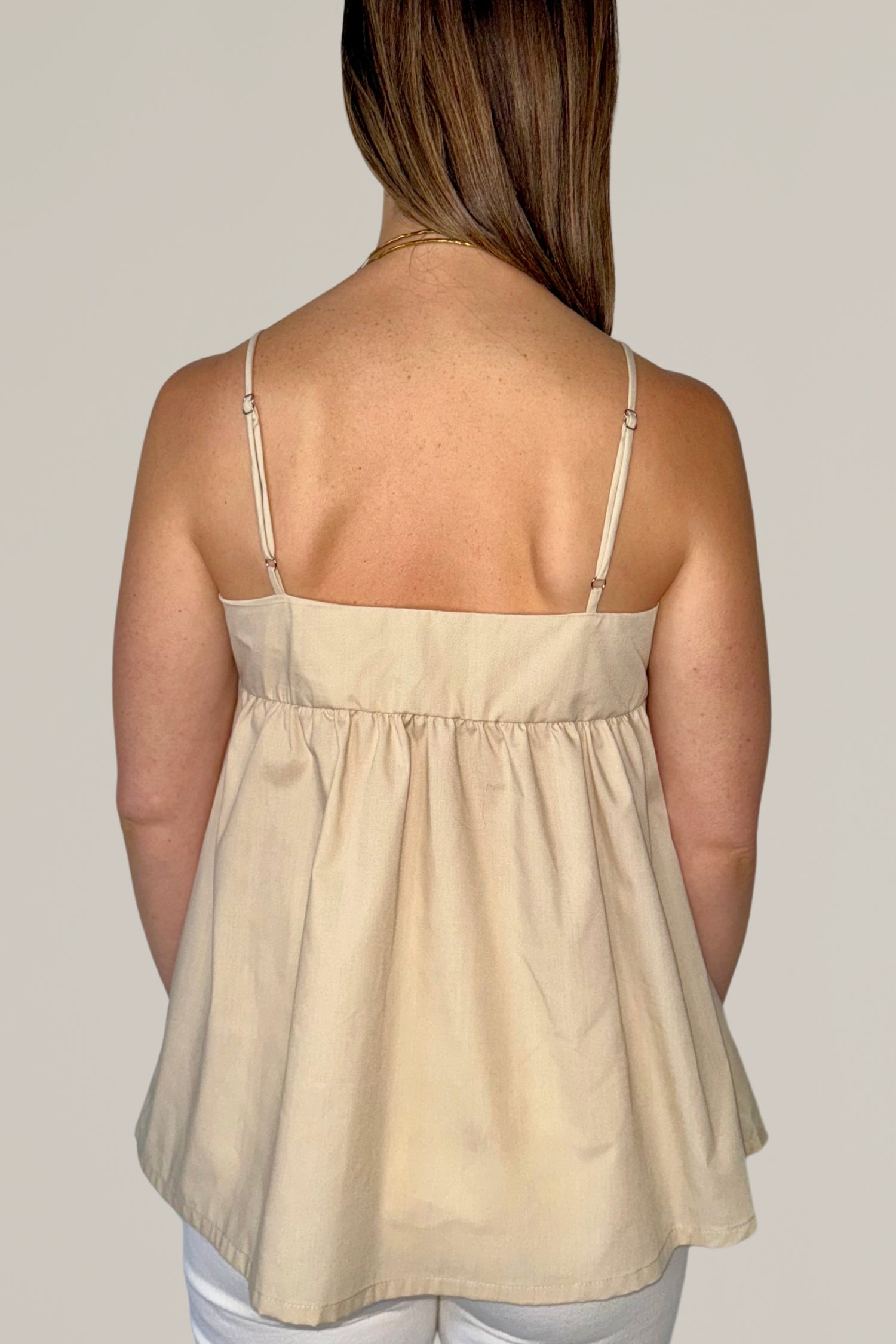 cotton poplin babydoll tank top