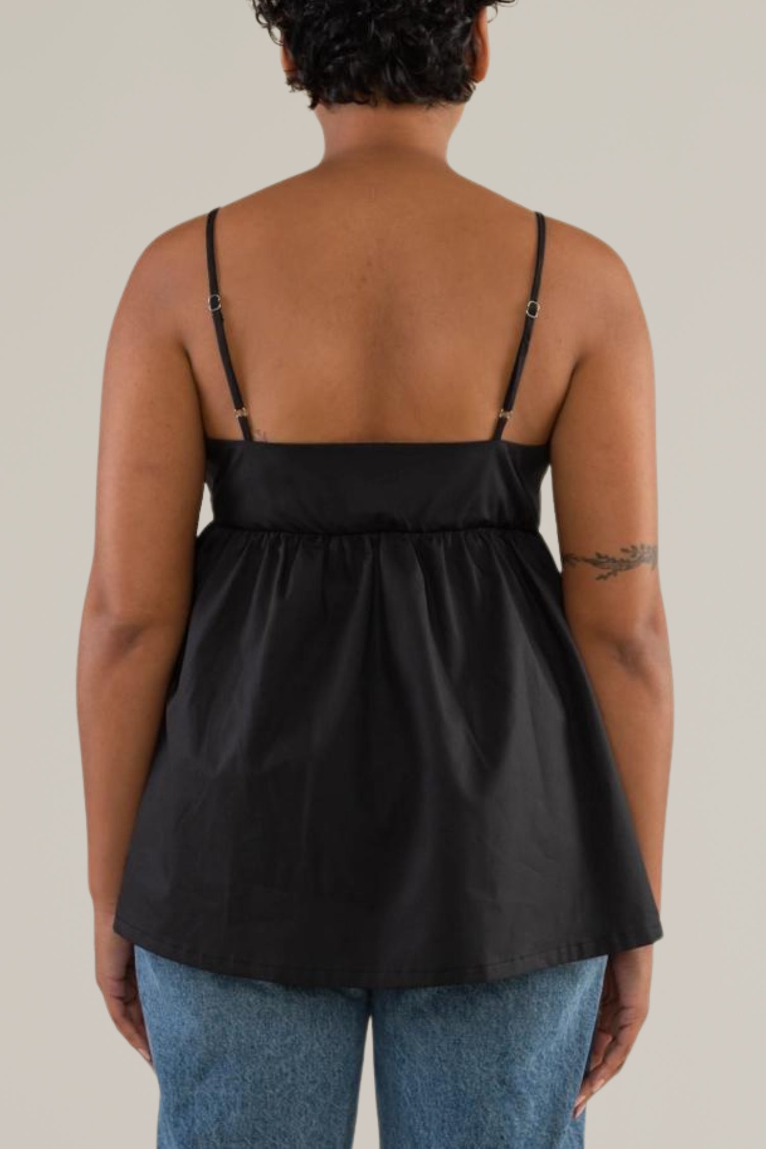 cotton poplin babydoll tank top