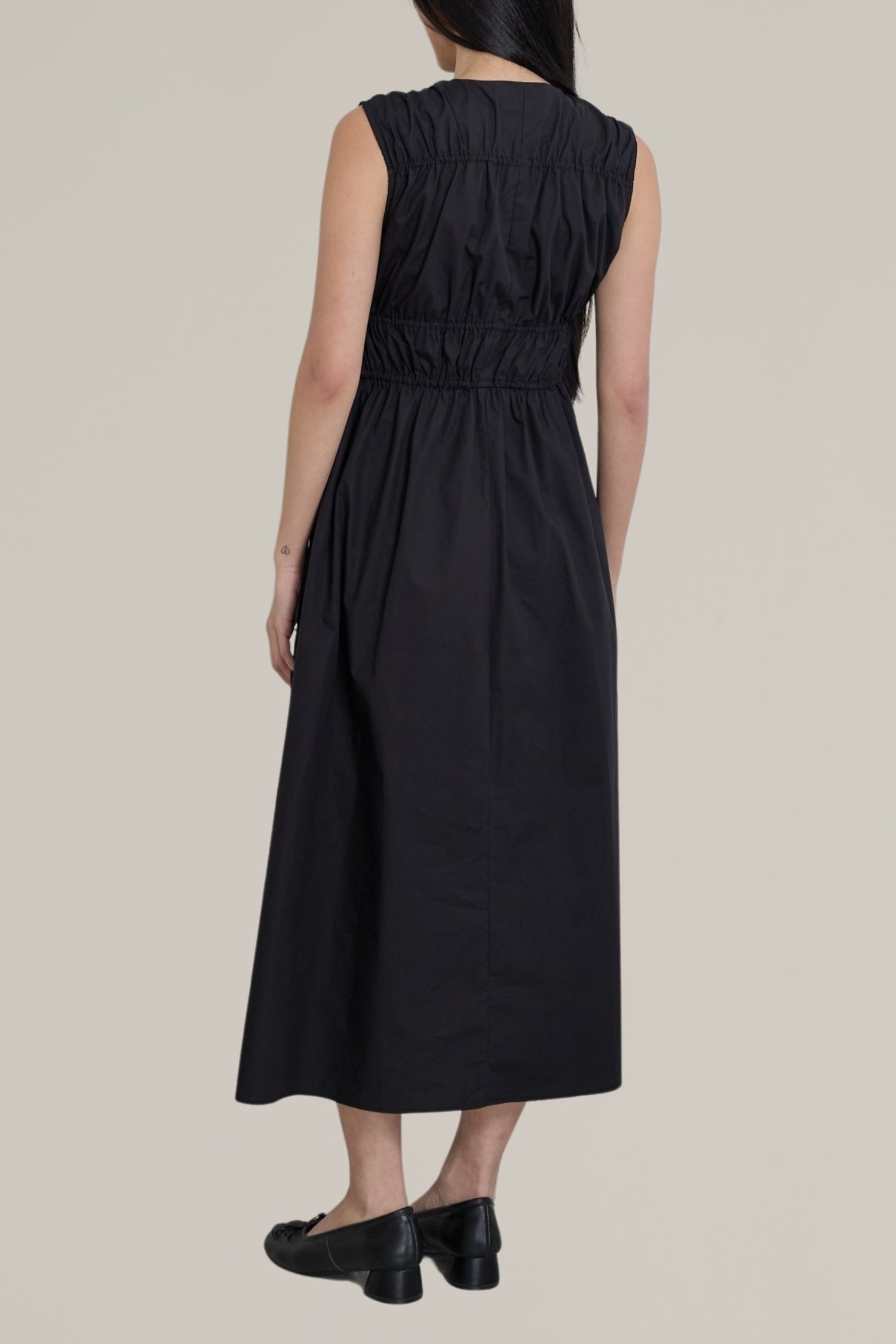 cotton tie front midi dress