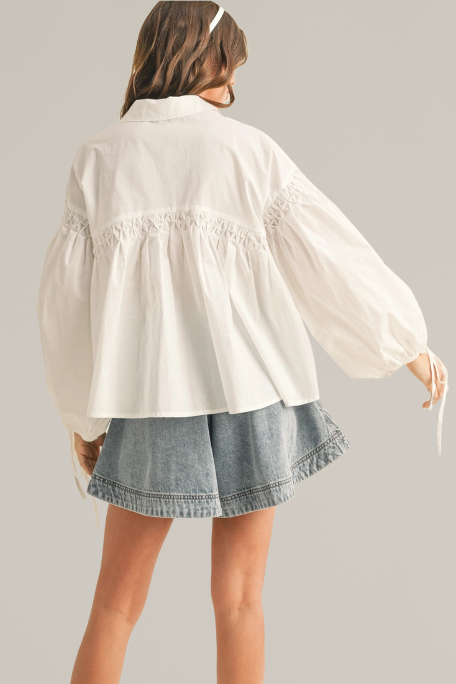 button front tie sleeve top