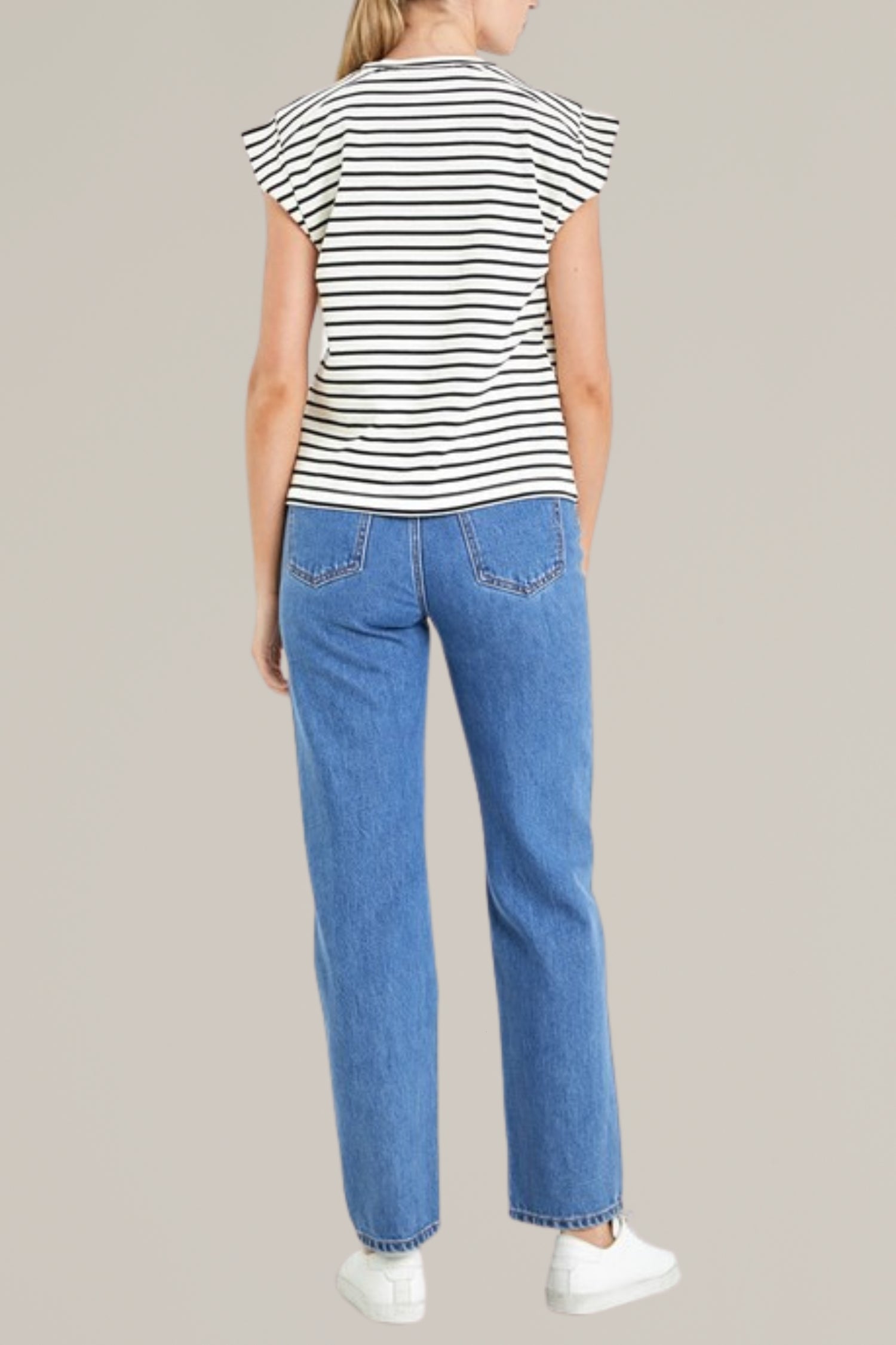 striped ribbed cotton sleeveless tee