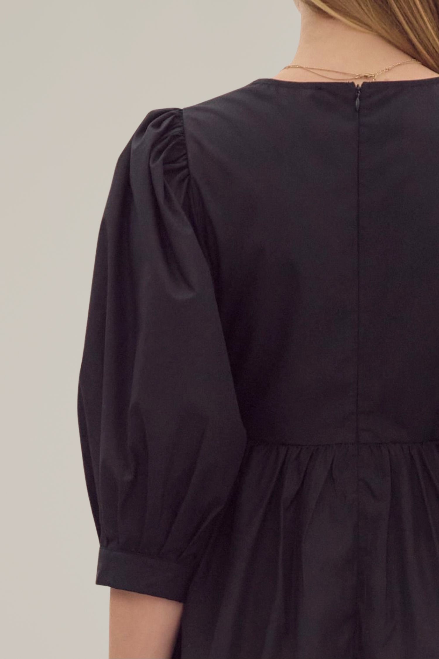 puff sleeve tie front dress