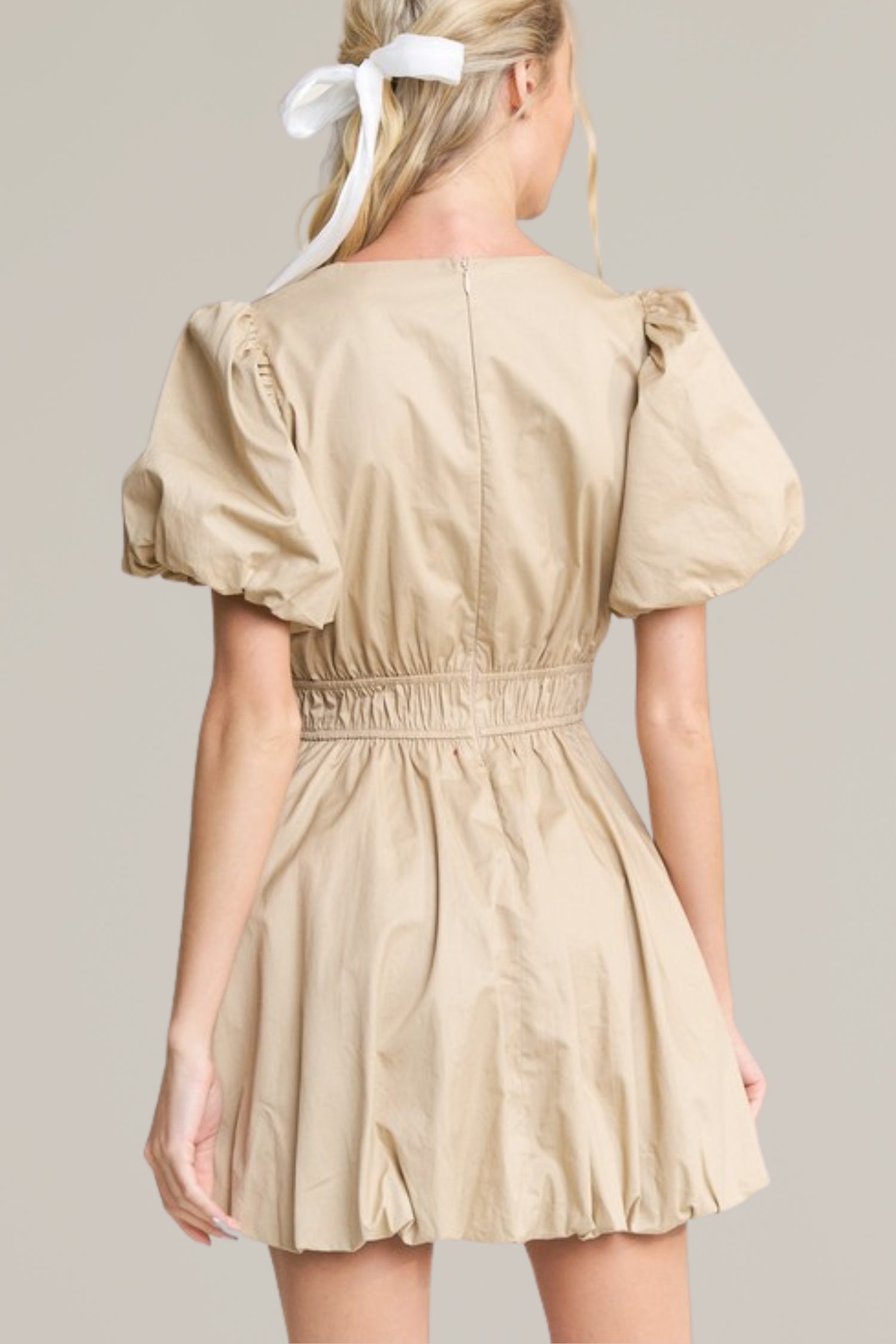 bubble hem tie front mini dress