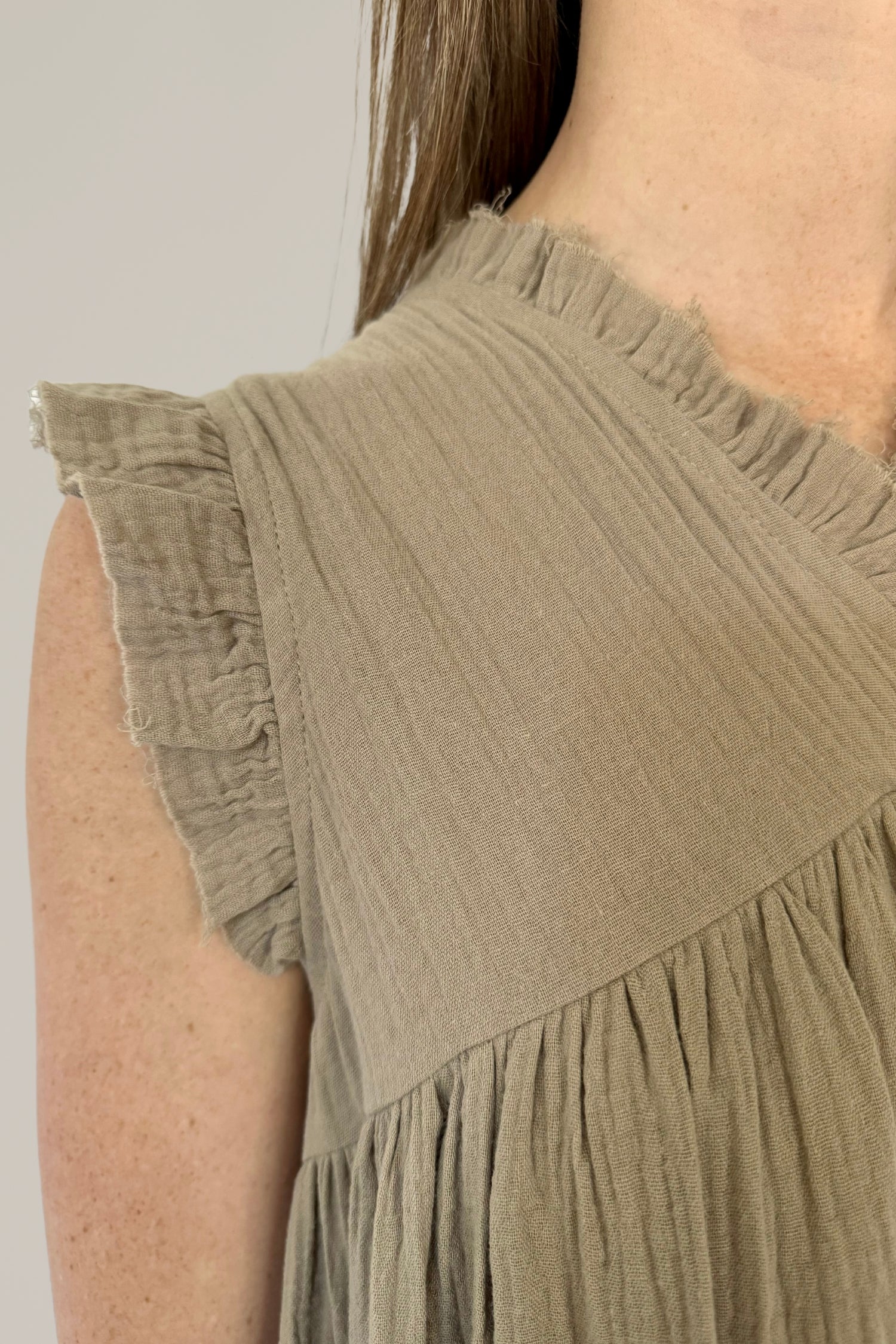 ruffle cap sleeve gauze dress