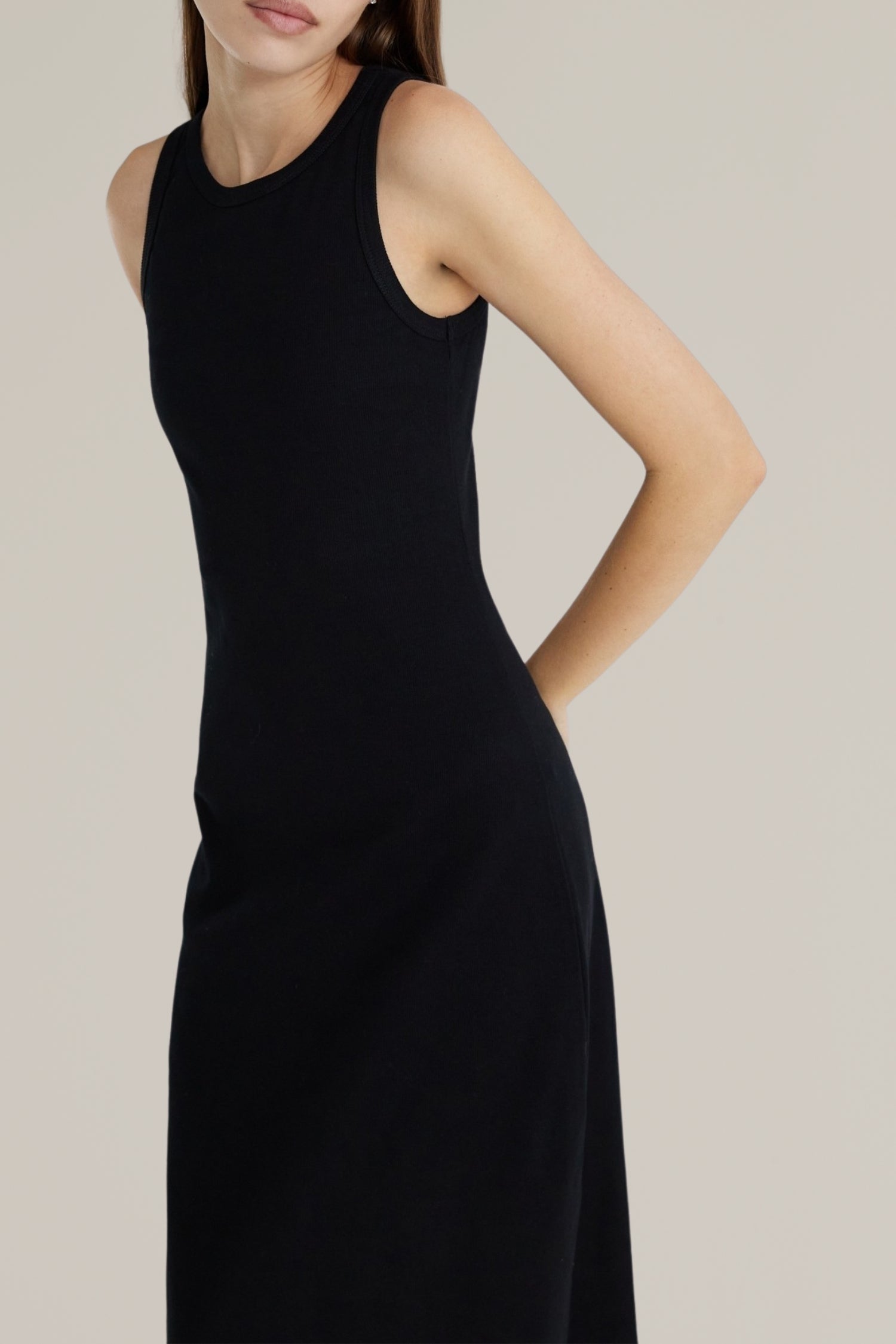sleeveless cotton blend dress