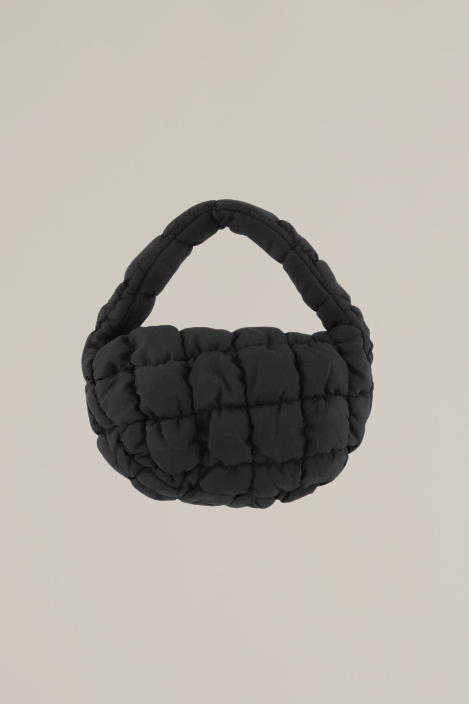 black mini quilted puffer bag
