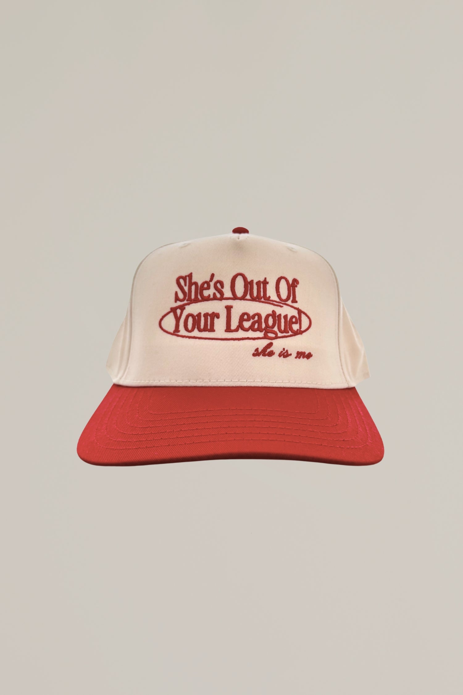 she's out of your league (she is me) canvas trucker hat