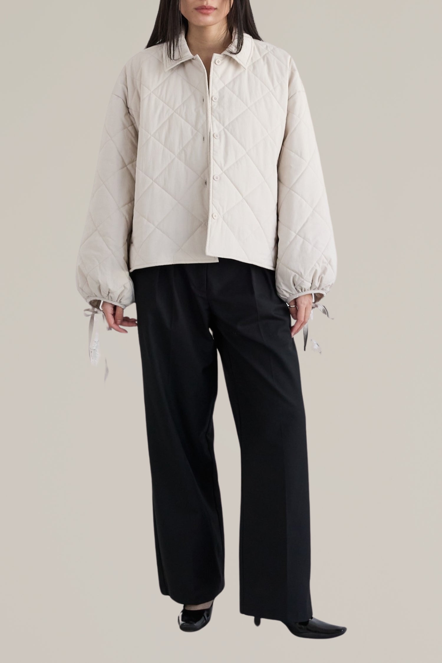 tie sleeve quilted jacket