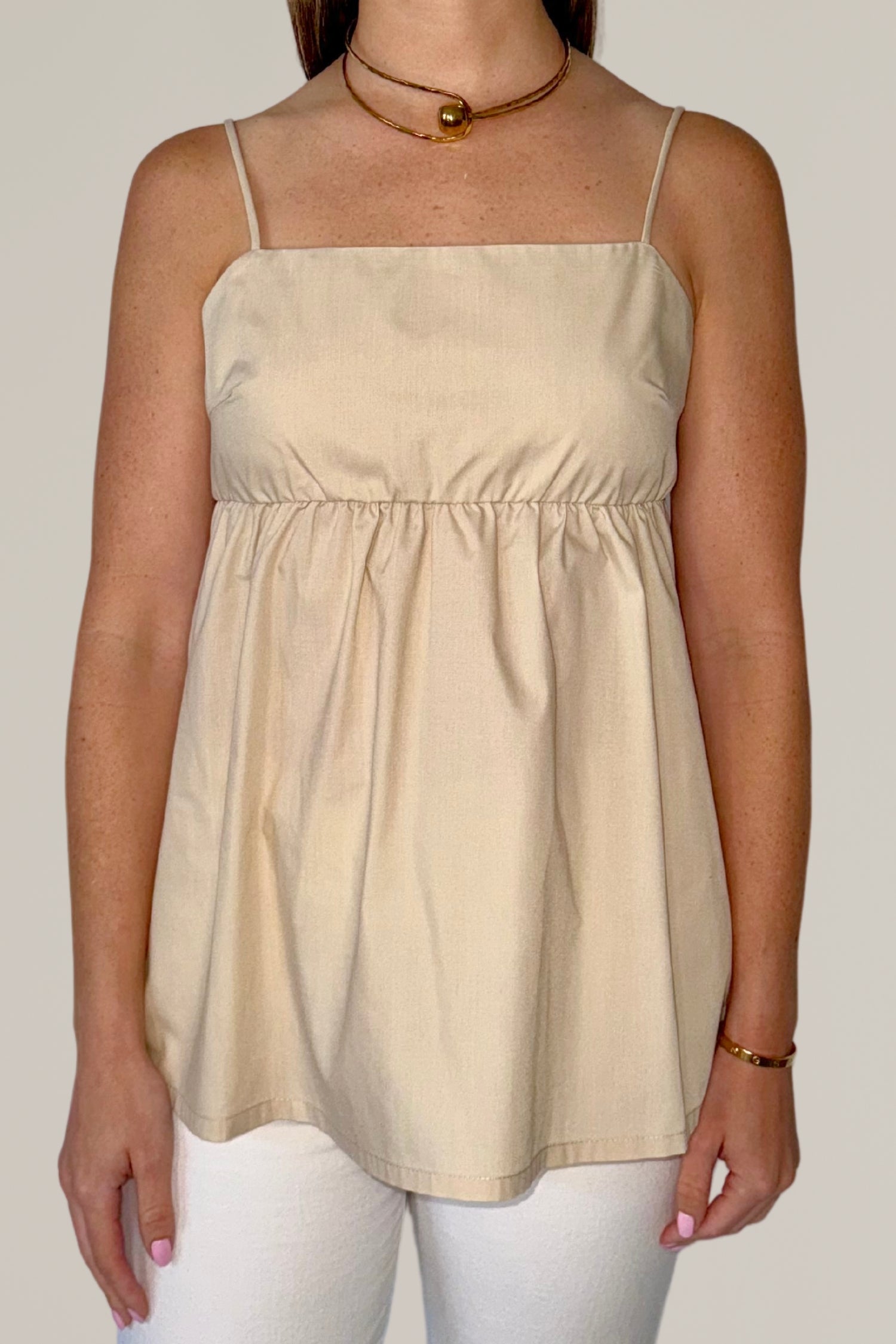 cotton poplin babydoll tank top