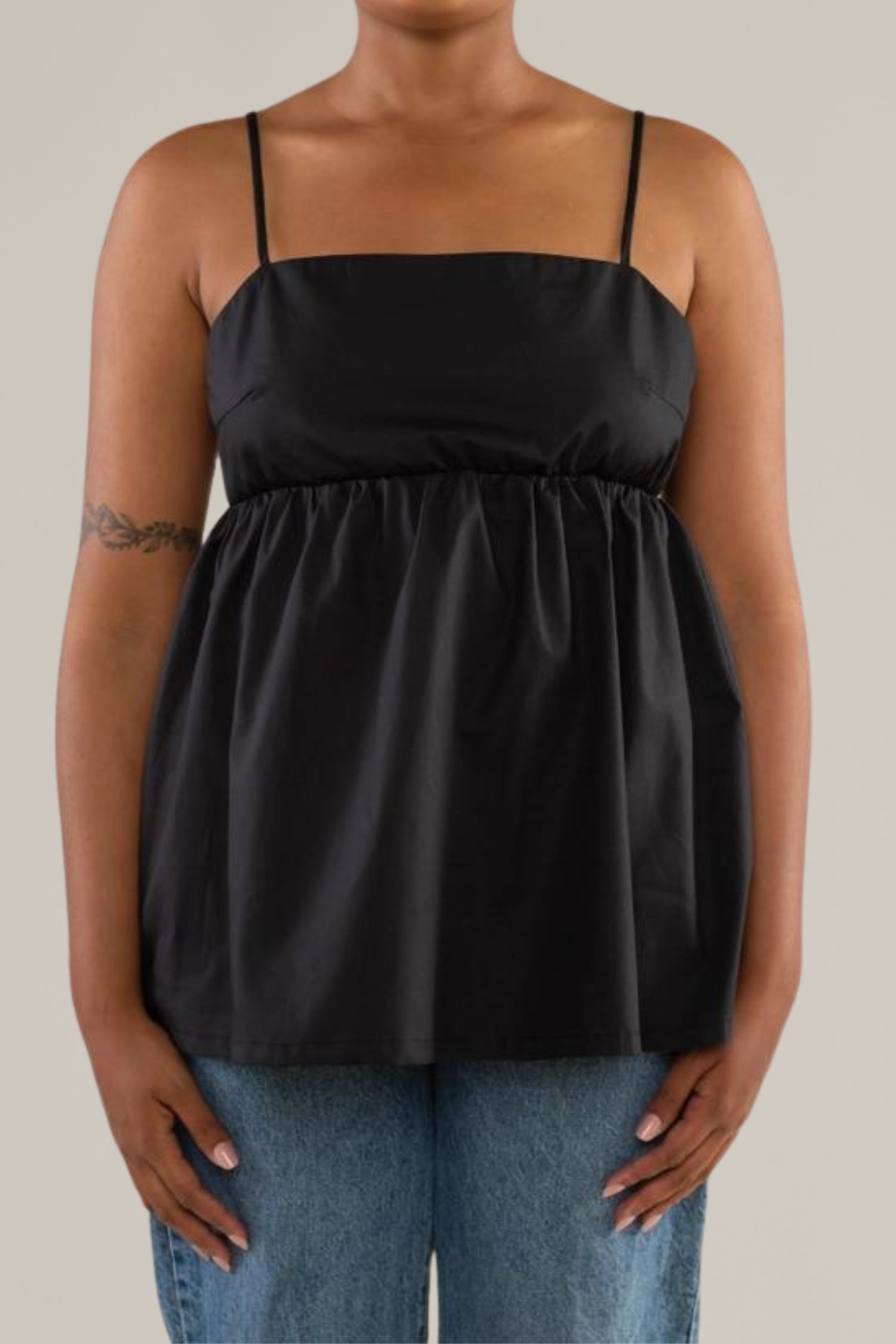 cotton poplin babydoll tank top