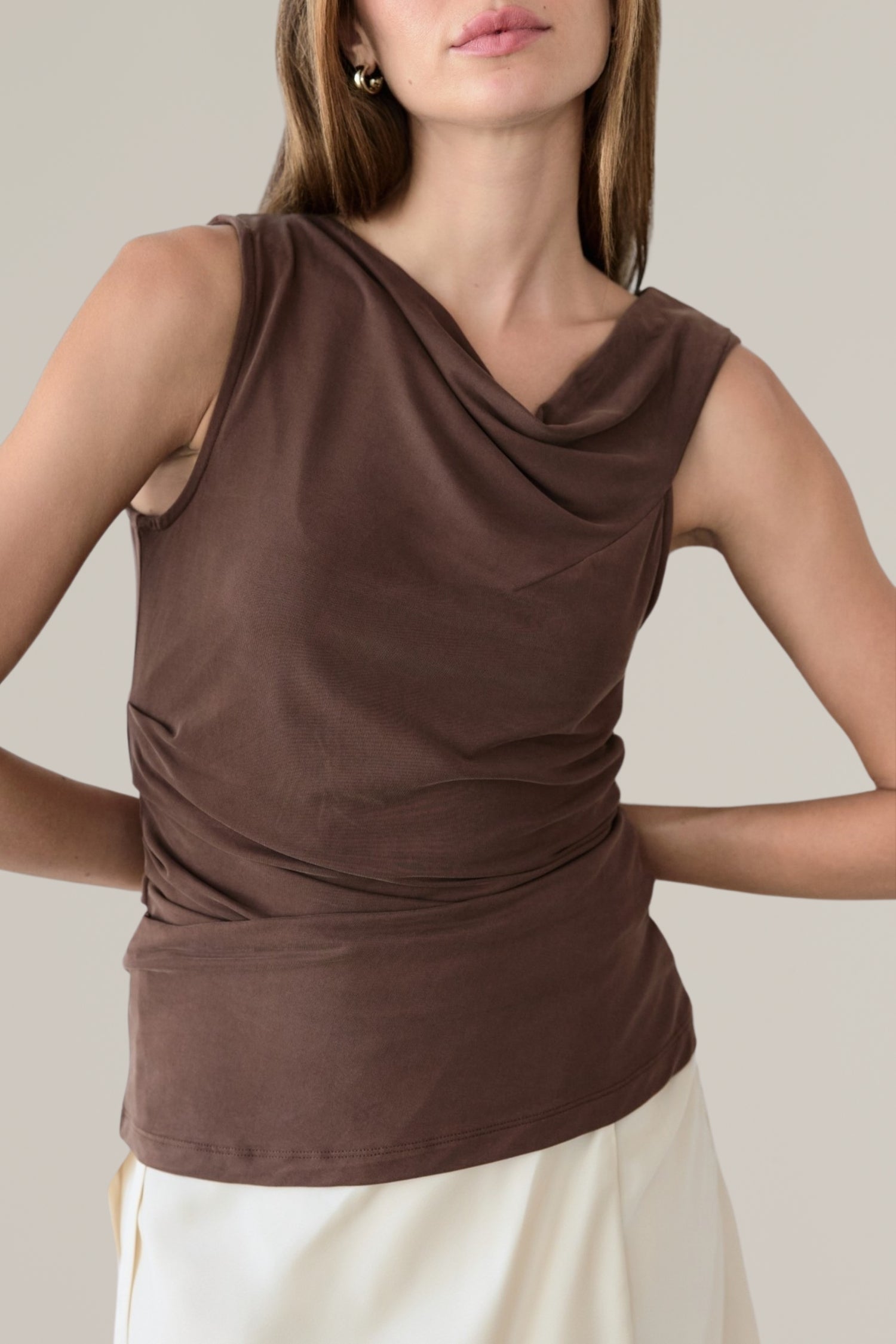 asymmetrical twist shoulder top