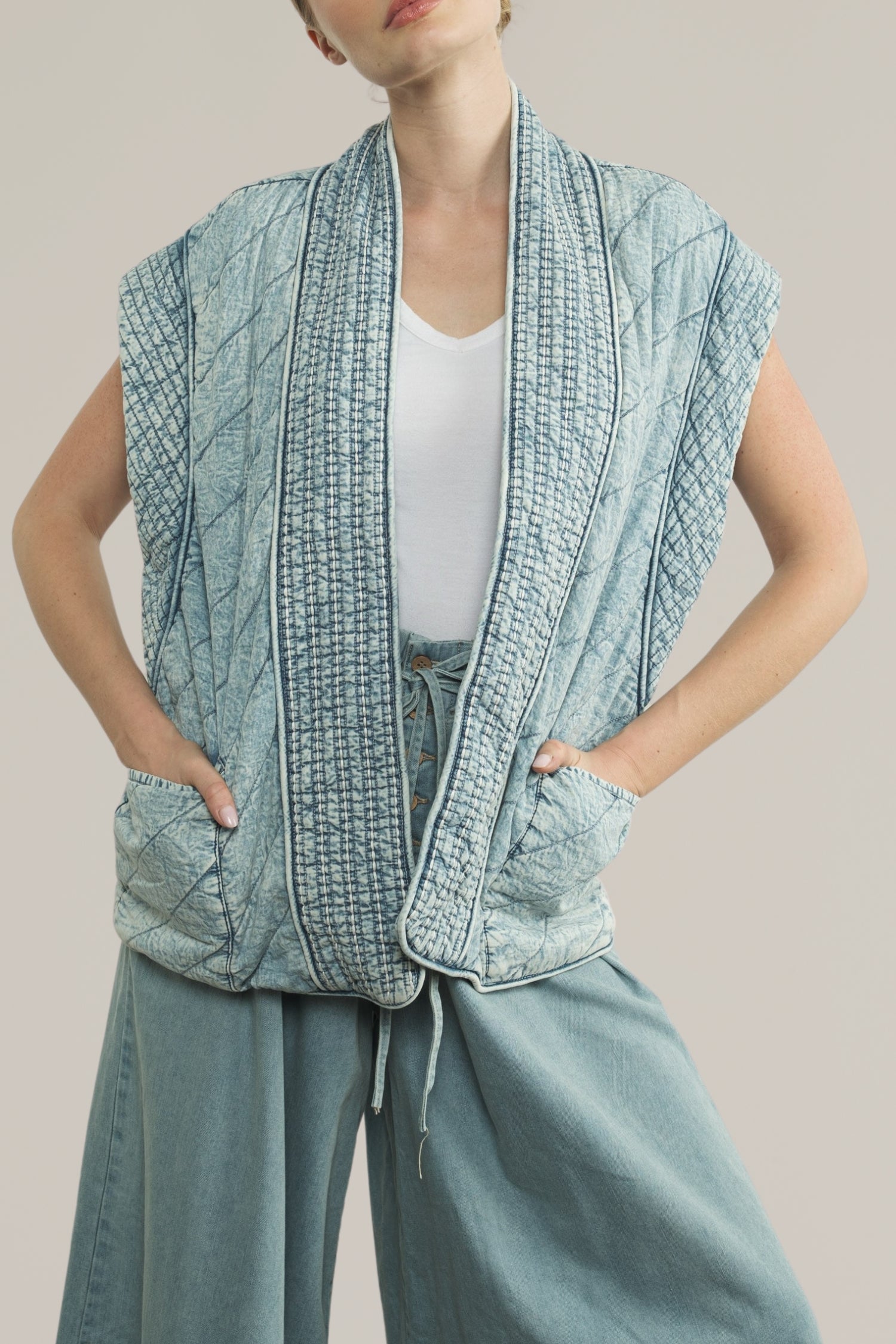 denim quilted vest