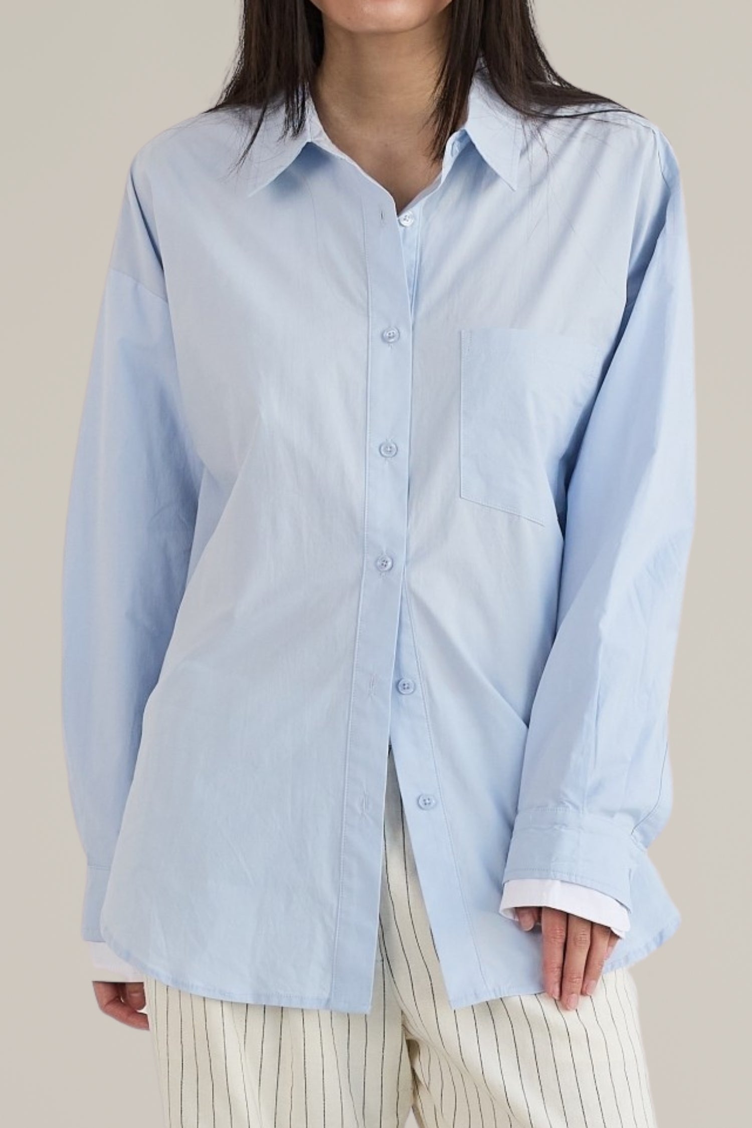 button down contrast sleeve shirt