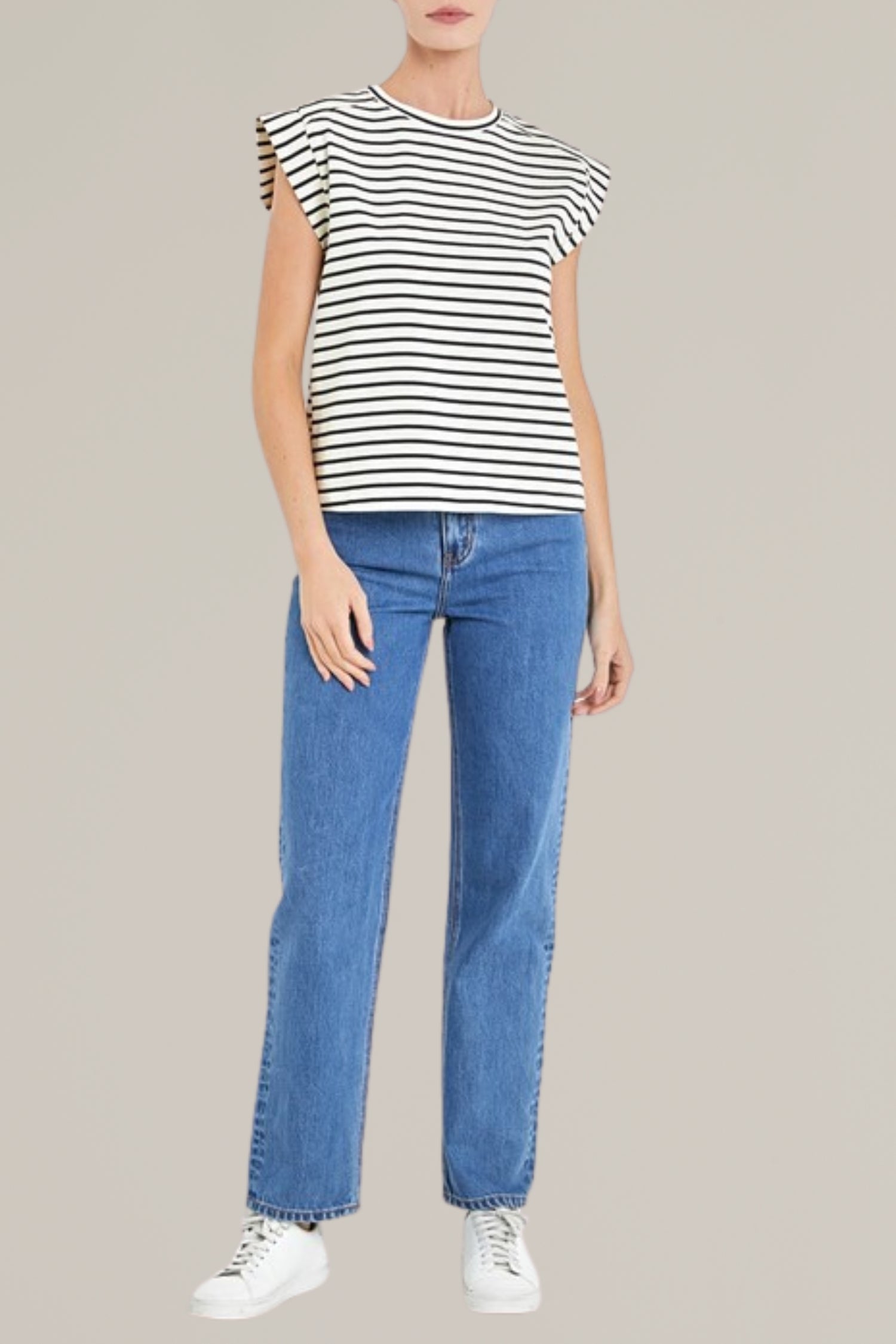 striped ribbed cotton sleeveless tee