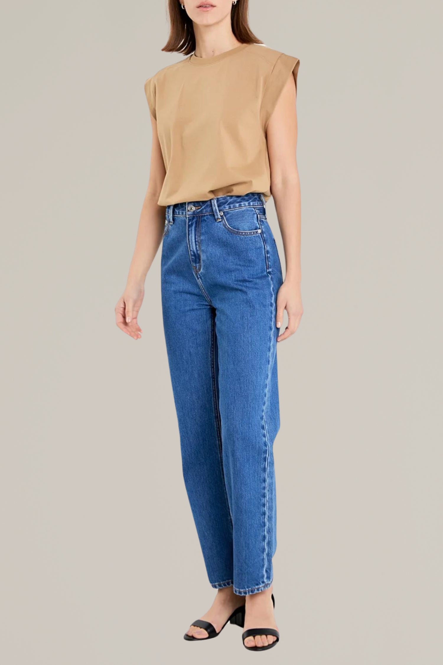 solid ribbed cotton sleeveless tee