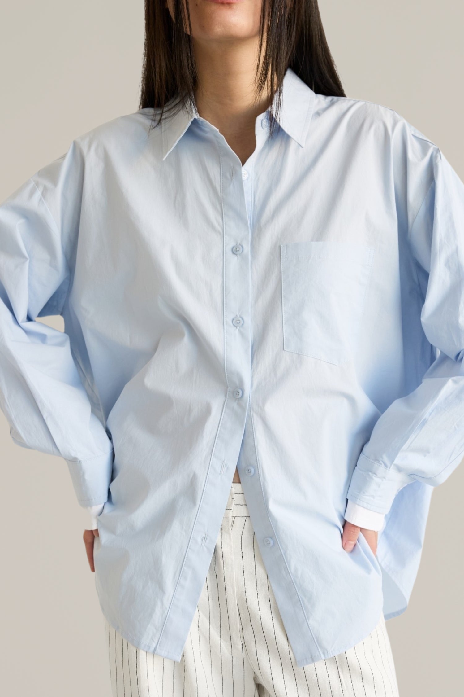 button down contrast sleeve shirt