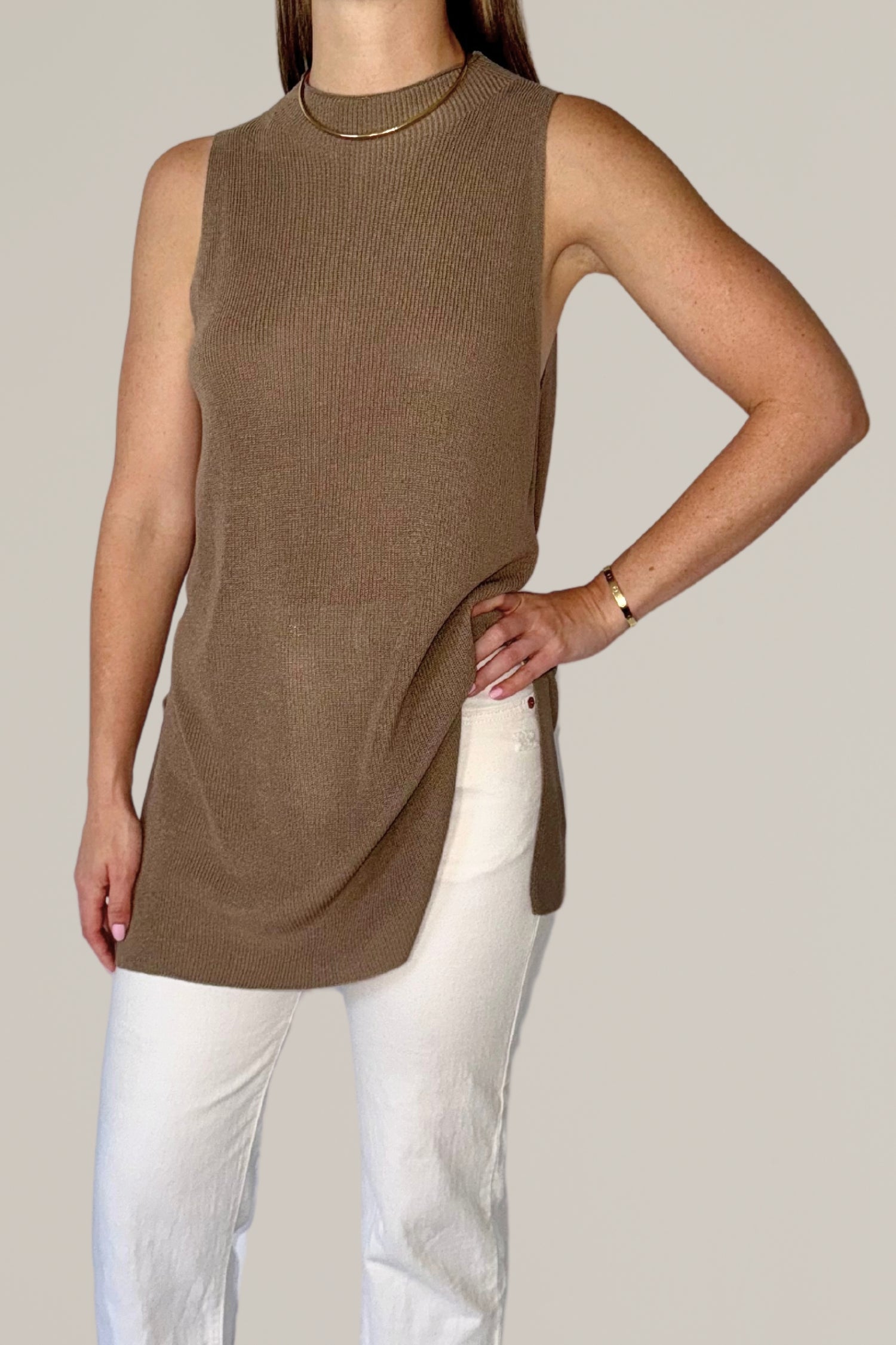 knit sweater vest with slits
