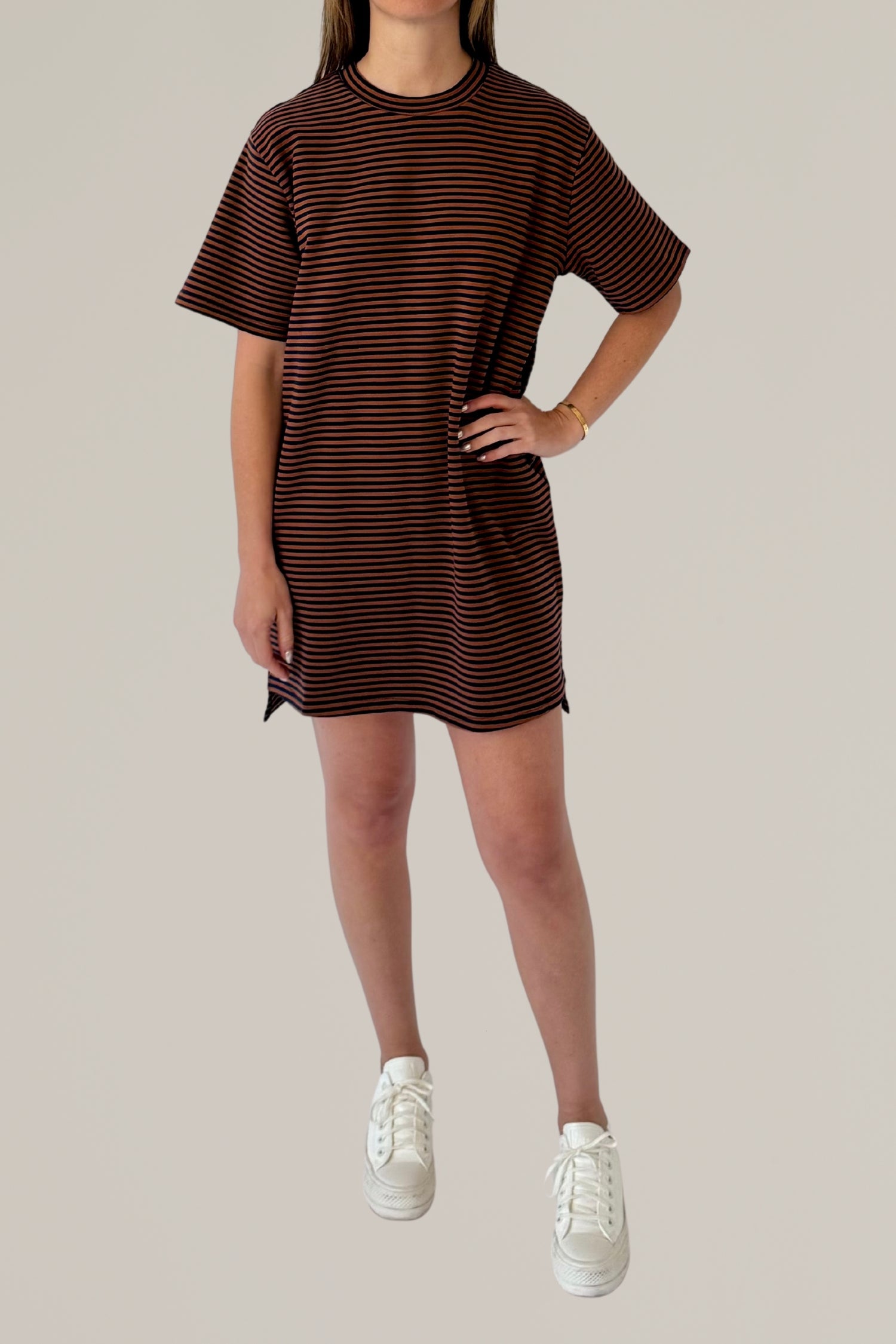 striped short sleeve t-shirt dress