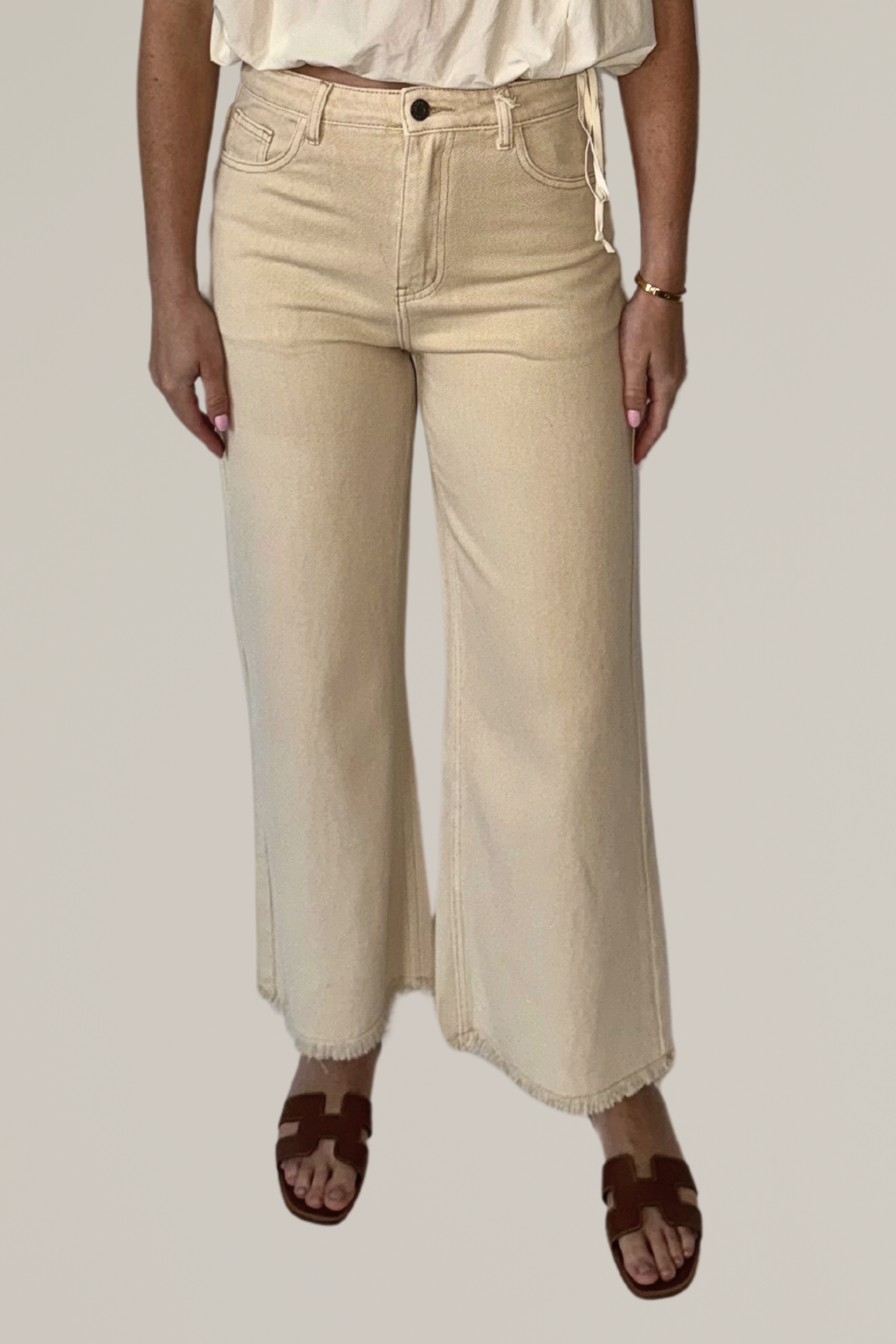 wide leg cut off denim