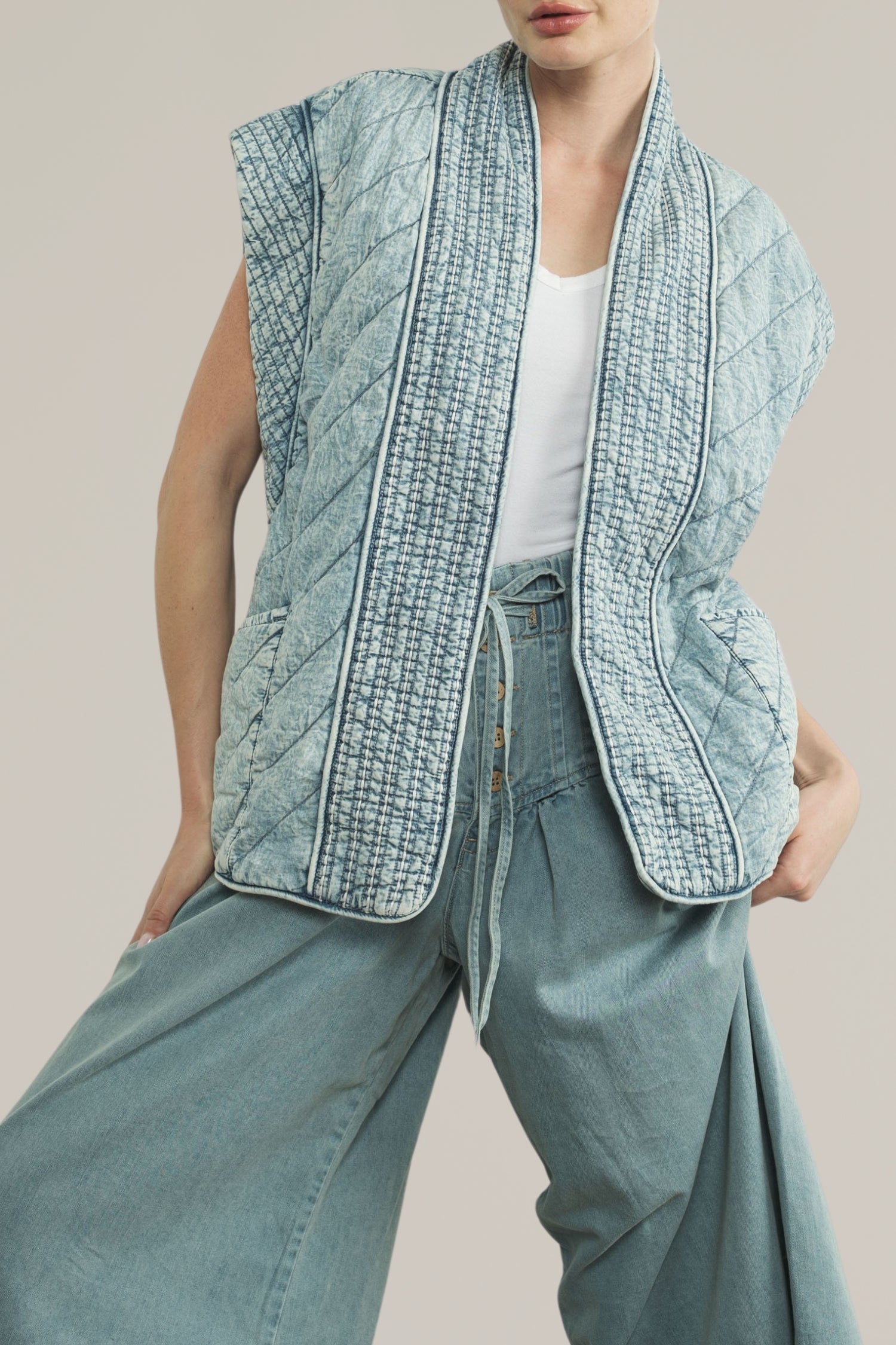 denim quilted vest