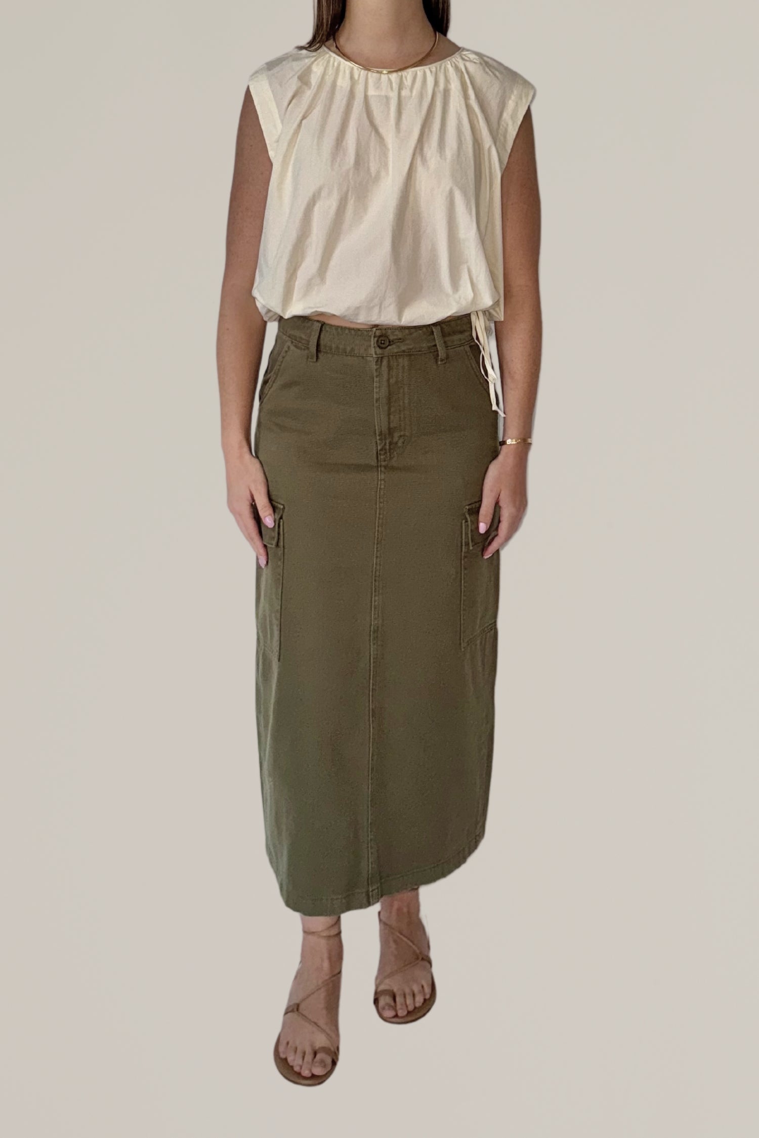 sleeveless tie waist top