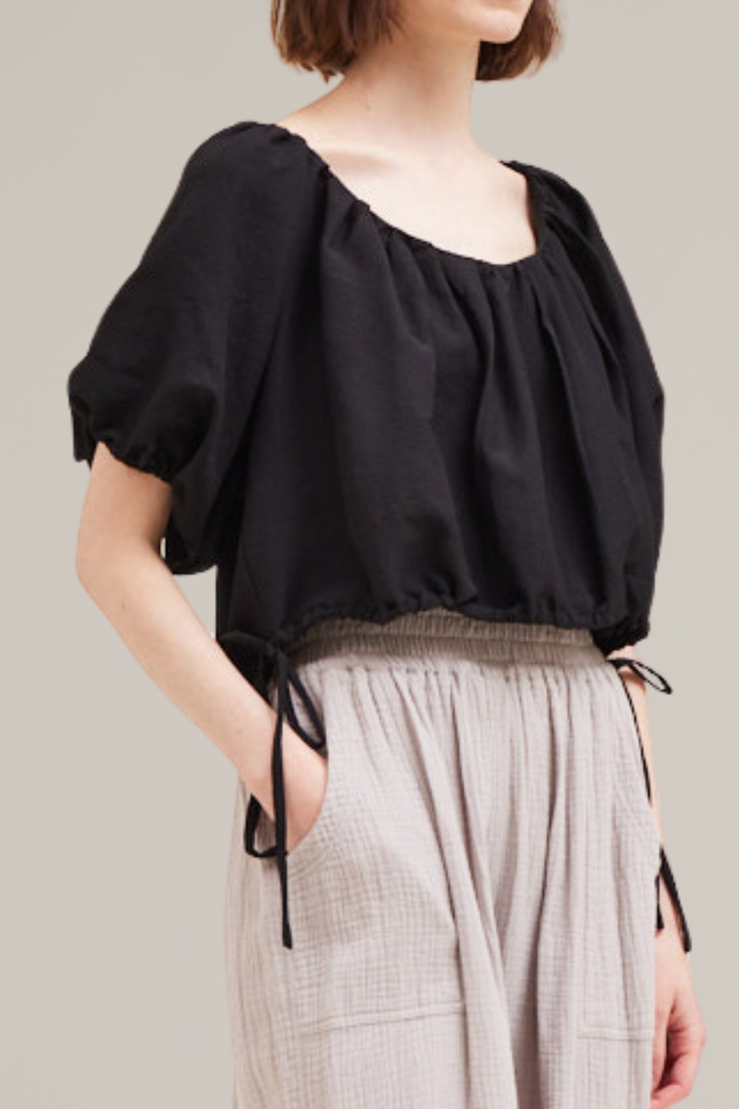 seer sucker volume blouse