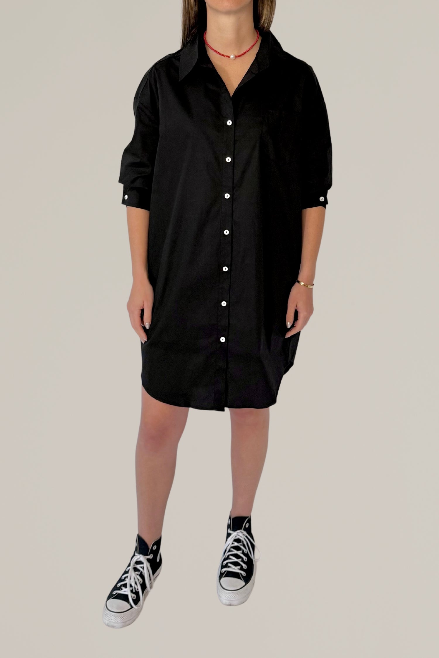 cotton button down shirtdress