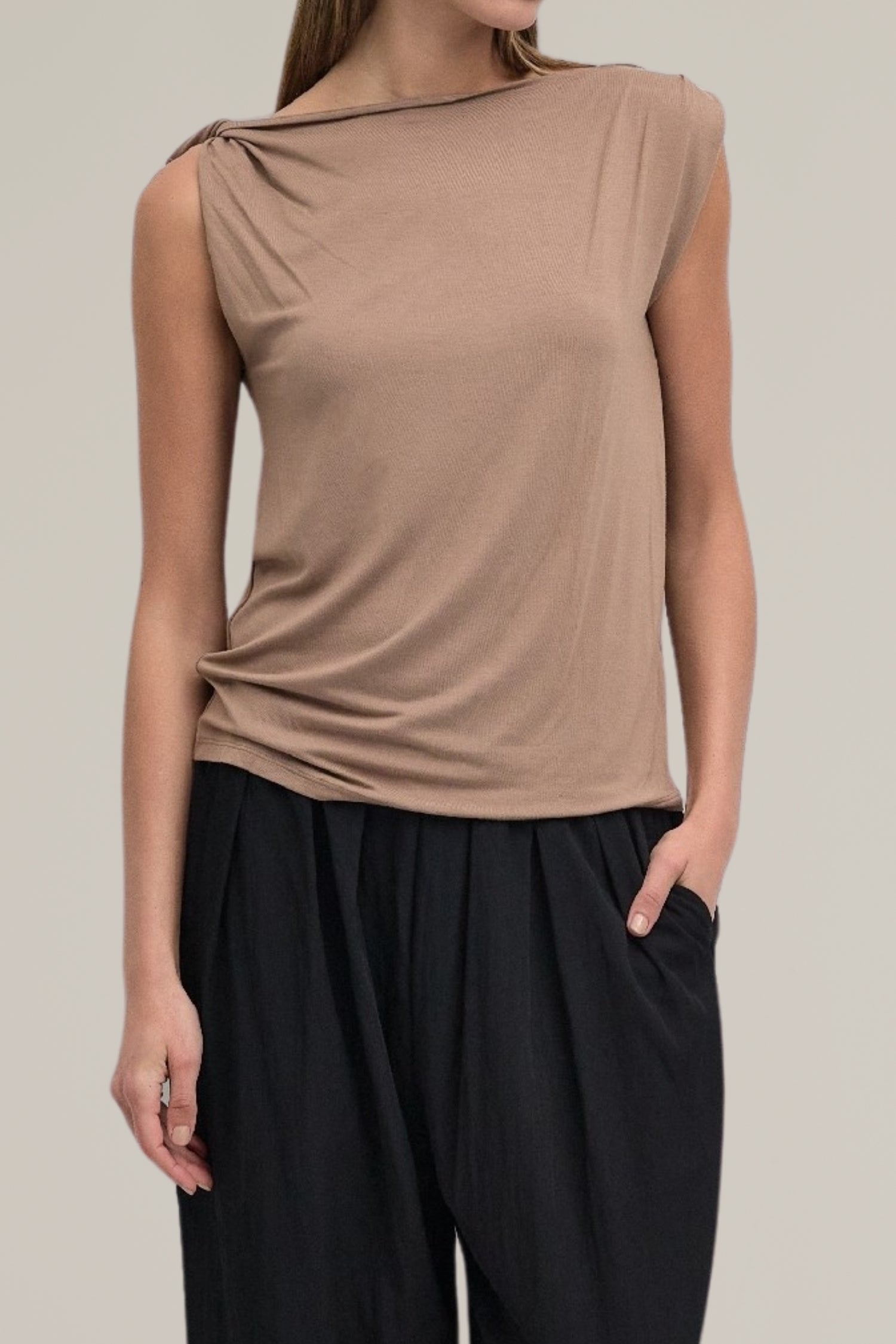soft knit twist tank top