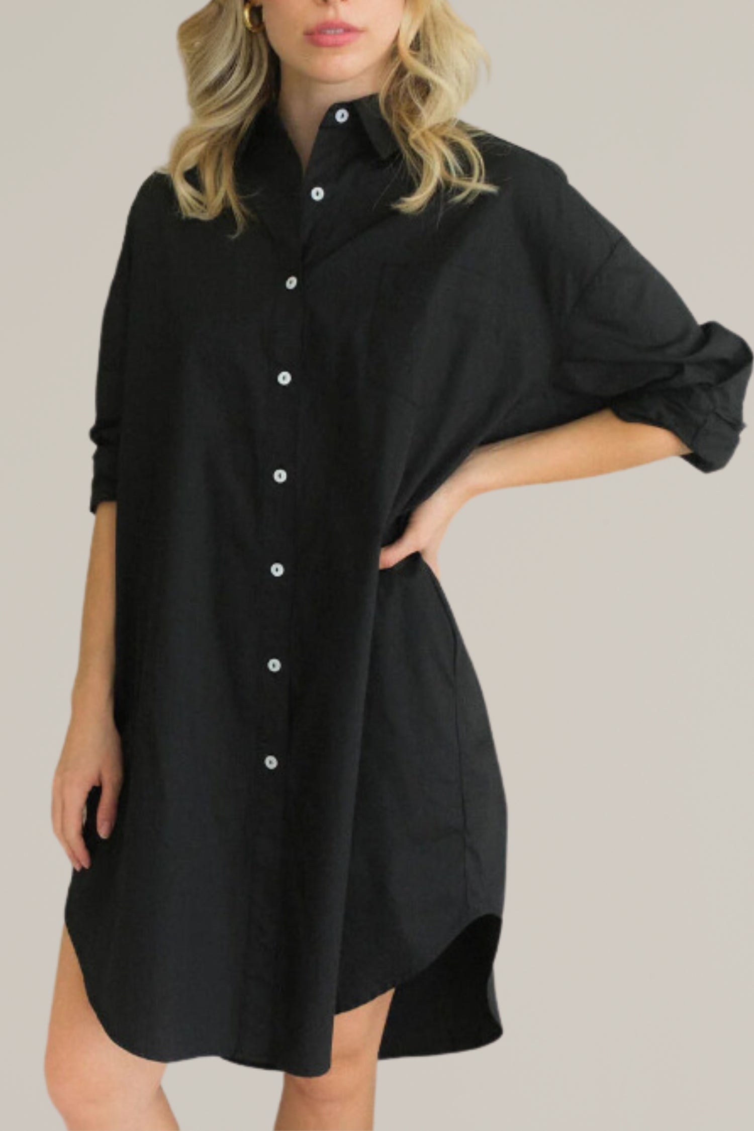 cotton button down shirtdress
