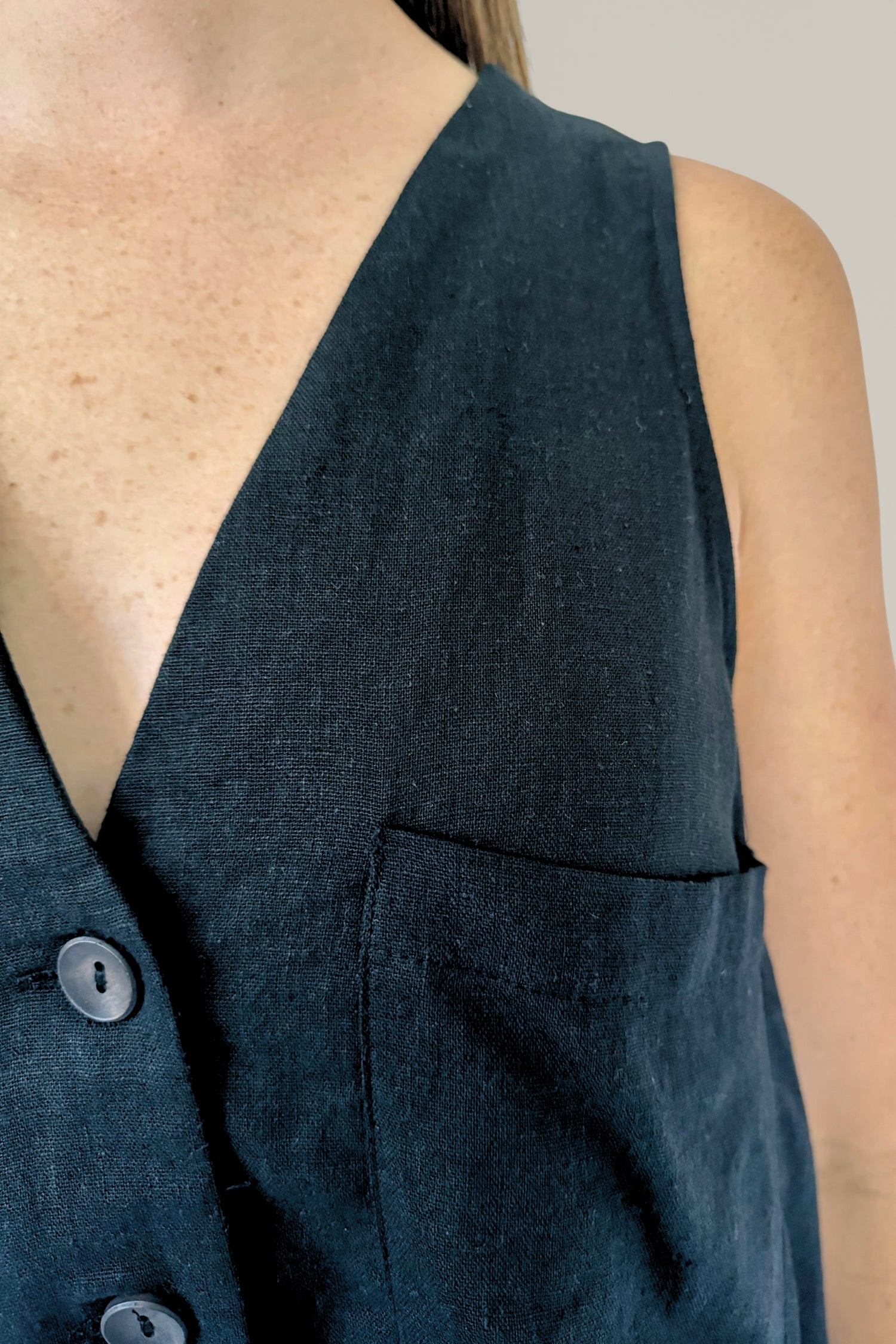 linen blend button down romper