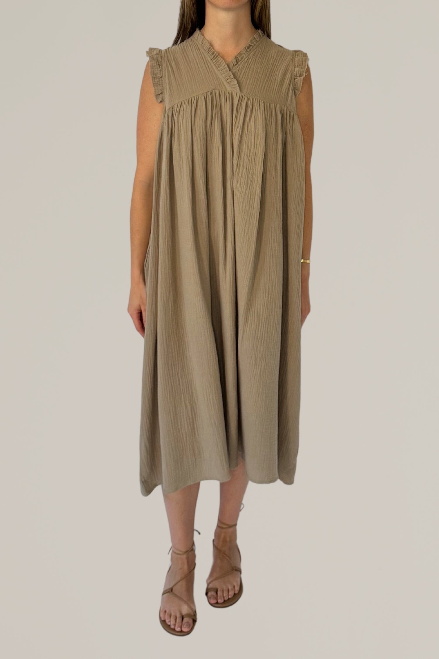 ruffle cap sleeve gauze dress