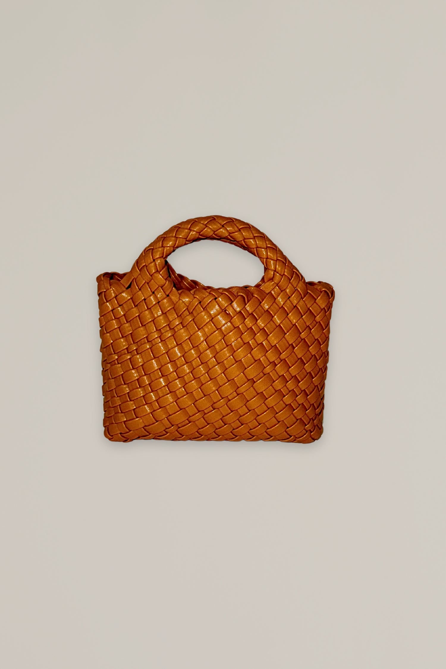 cognac mini woven bag