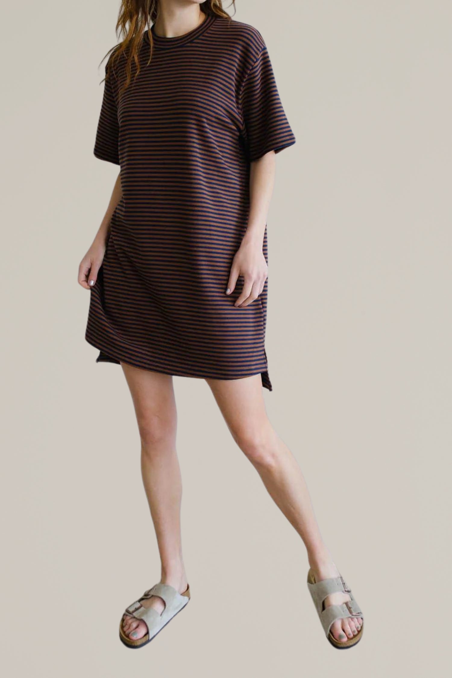 striped short sleeve t-shirt dress