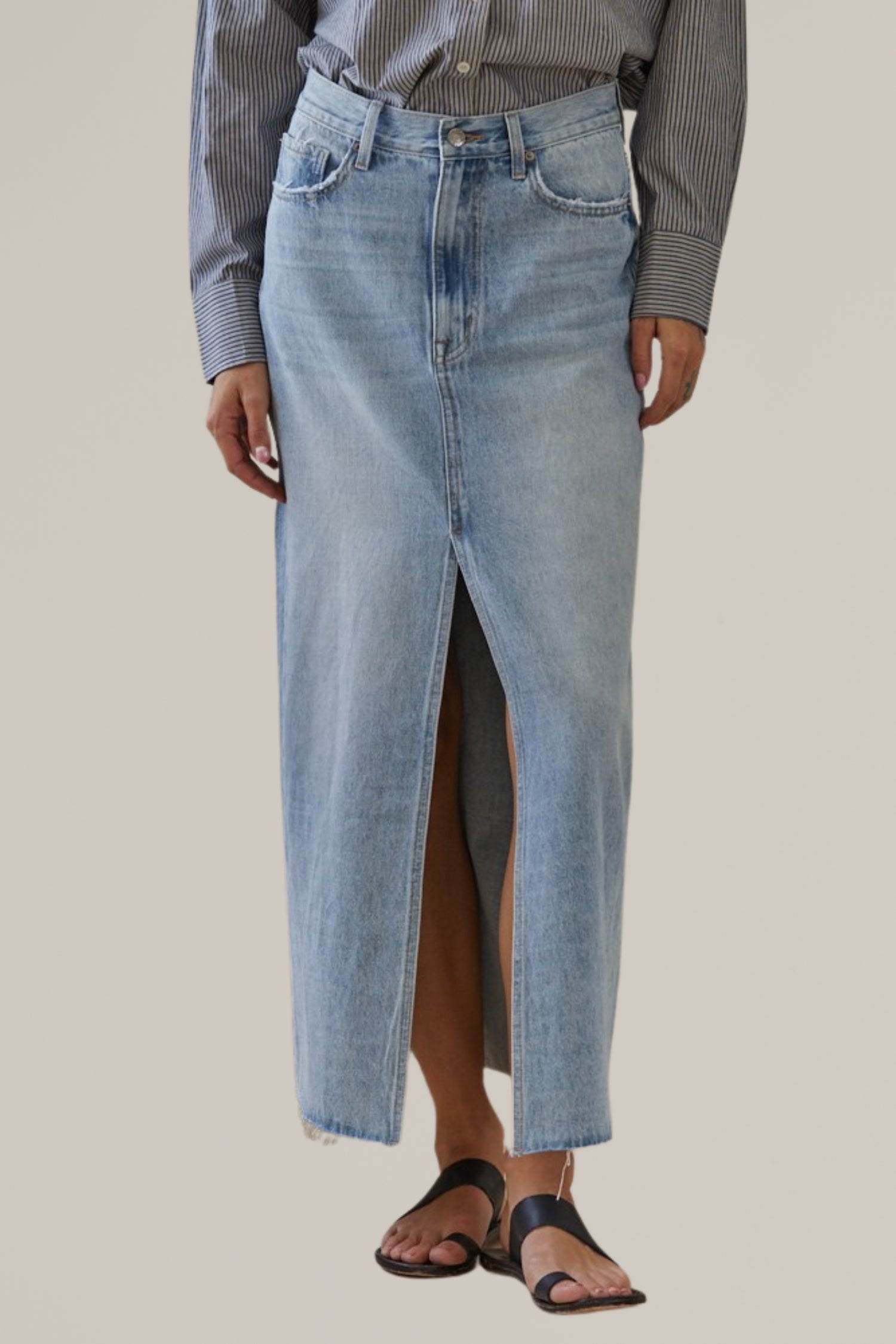 maxi denim skirt