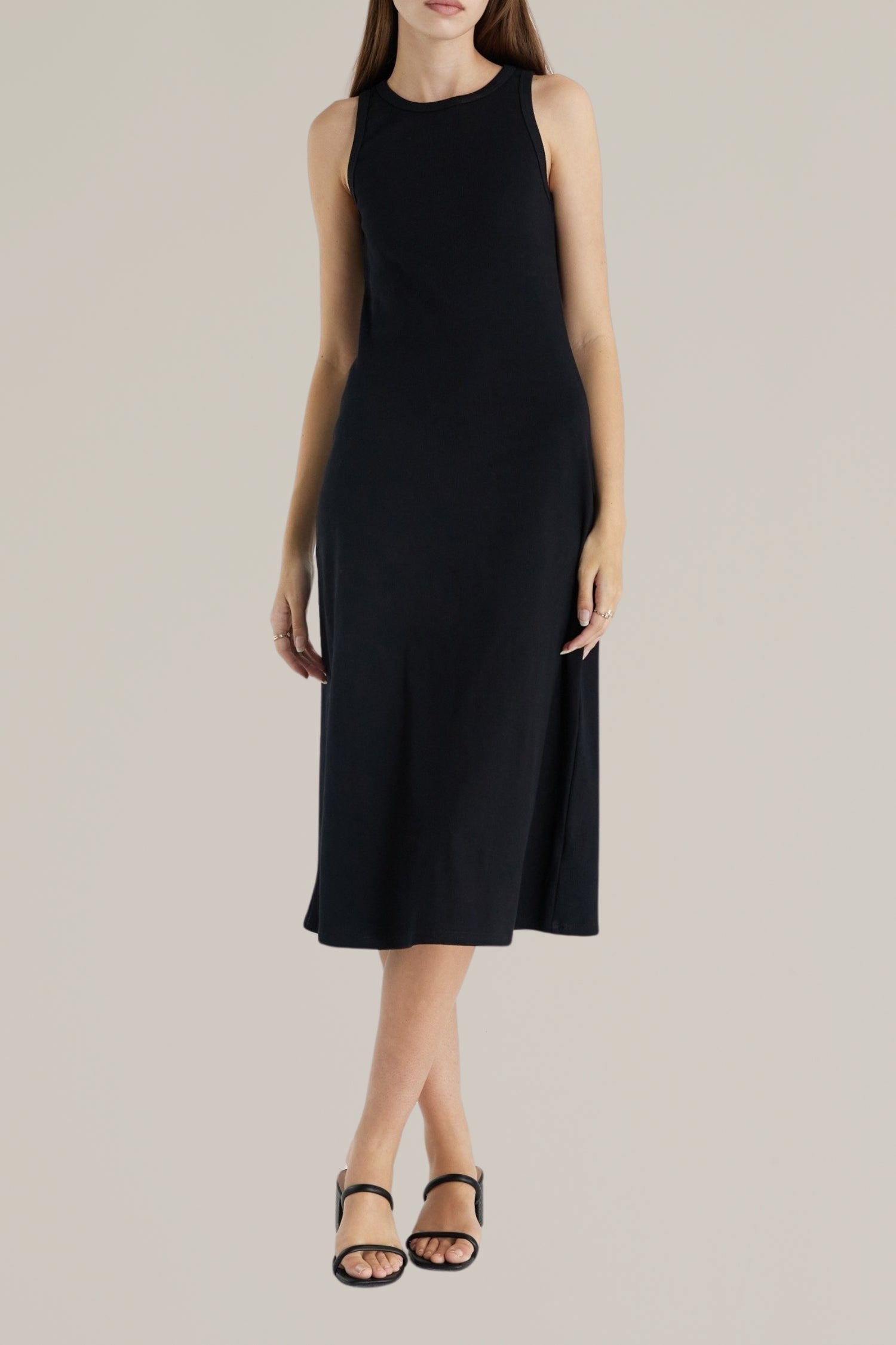 sleeveless cotton blend dress