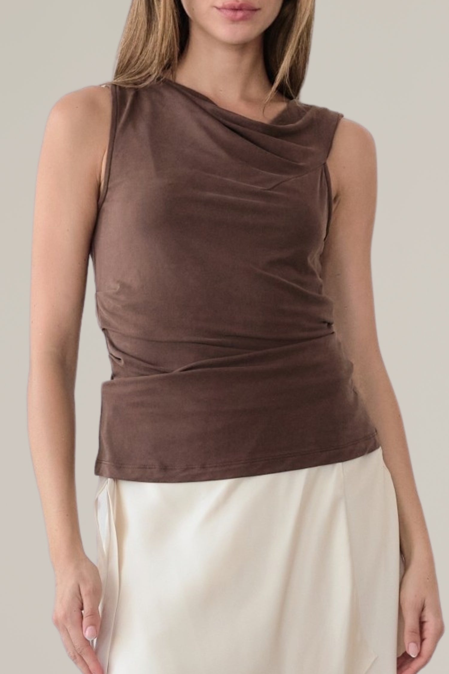 asymmetrical twist shoulder top