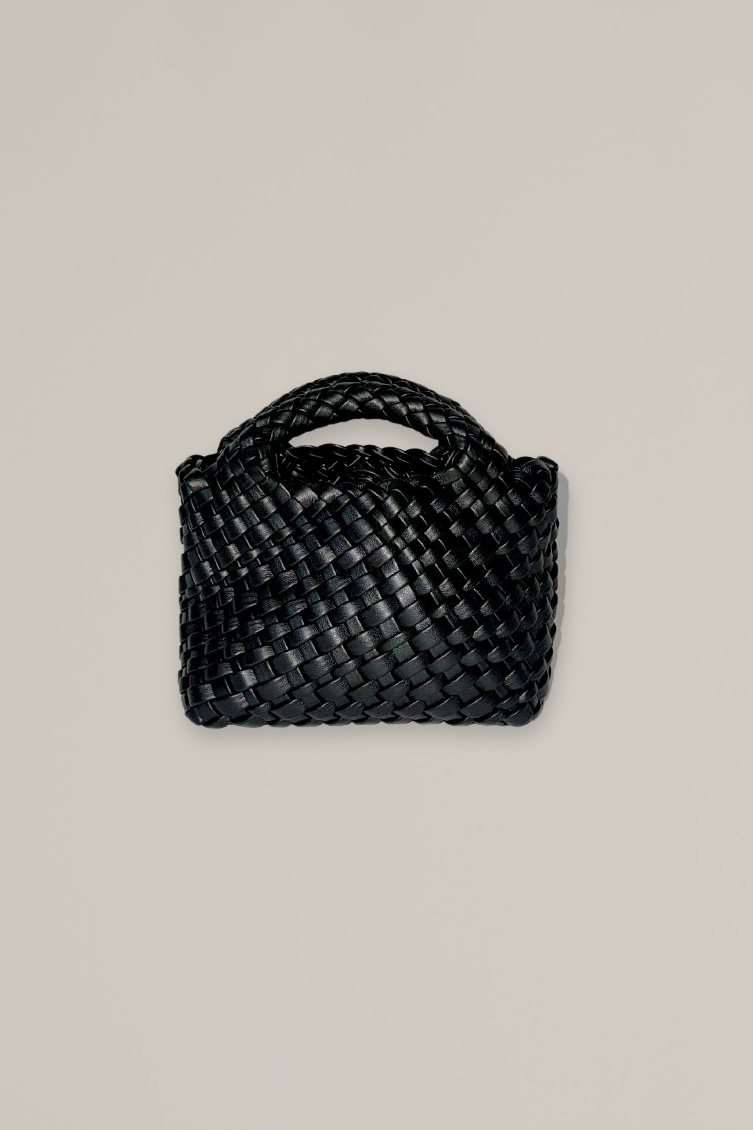 black mini woven bag