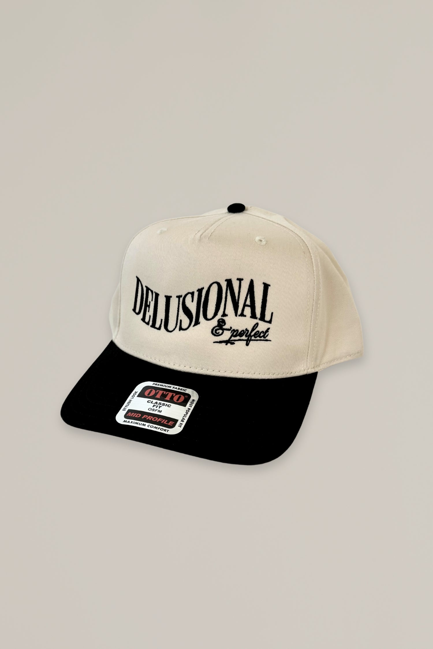 delusional & perfect canvas trucker hat