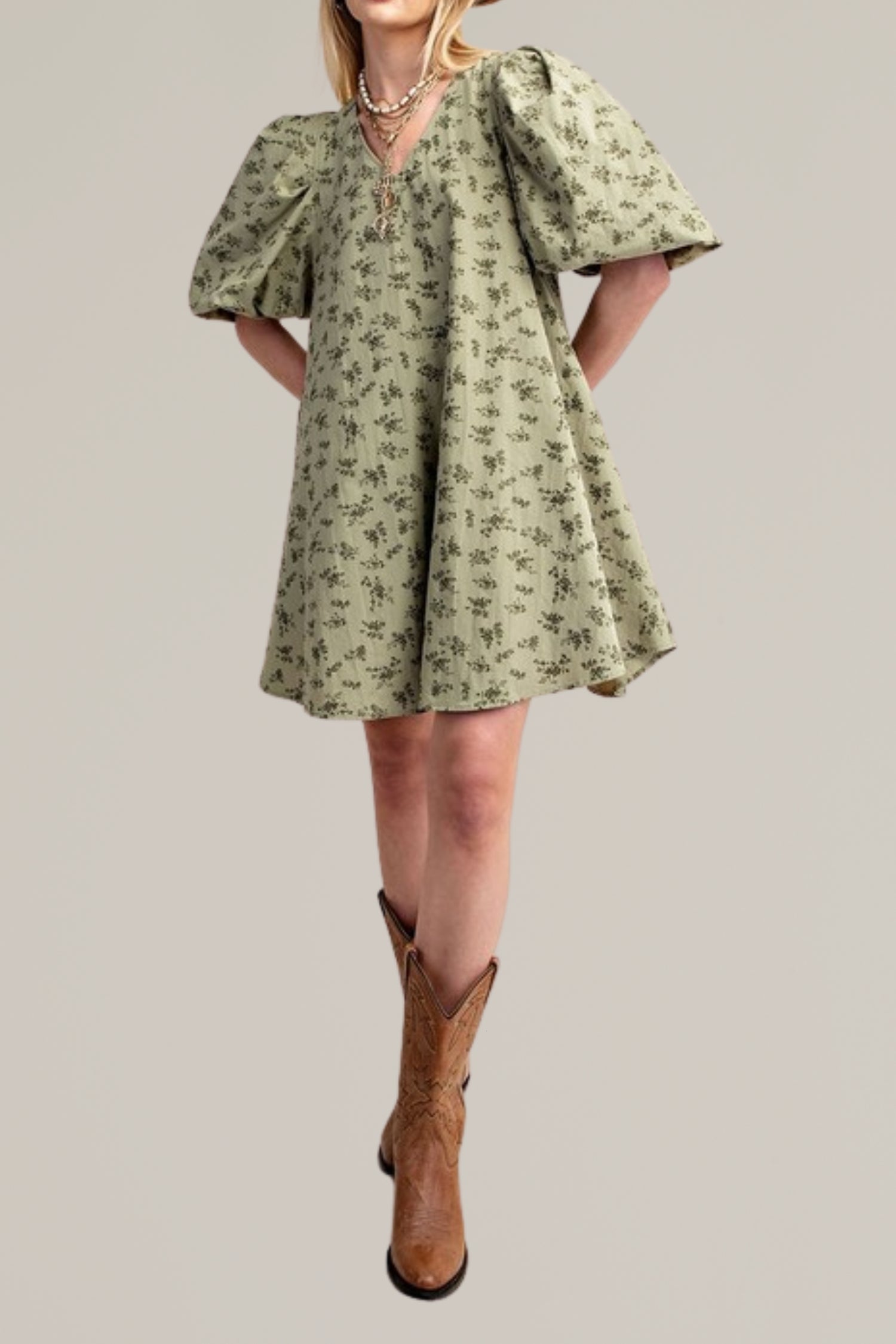 vintage floral print a-line mini dress