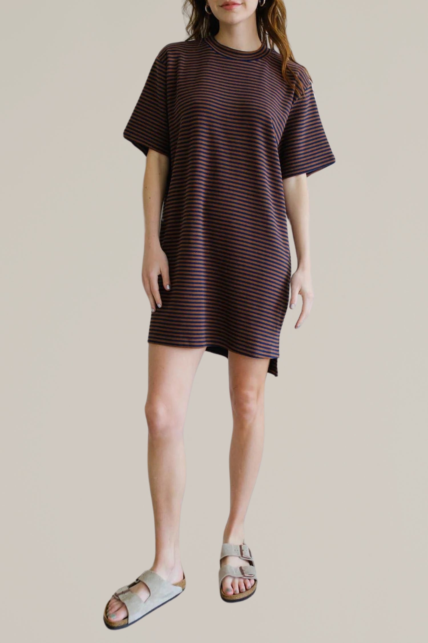 striped short sleeve t-shirt dress