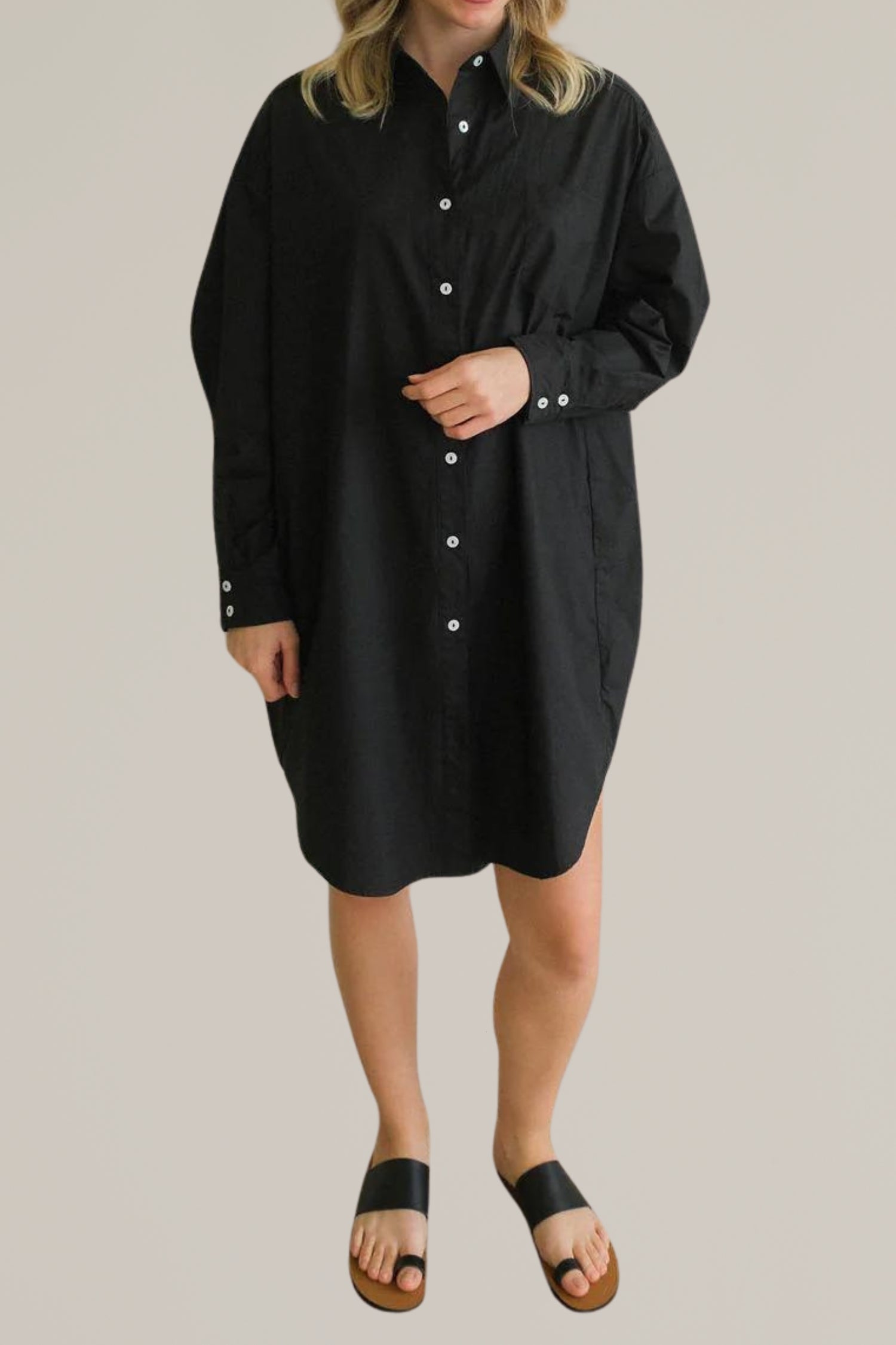 cotton button down shirtdress