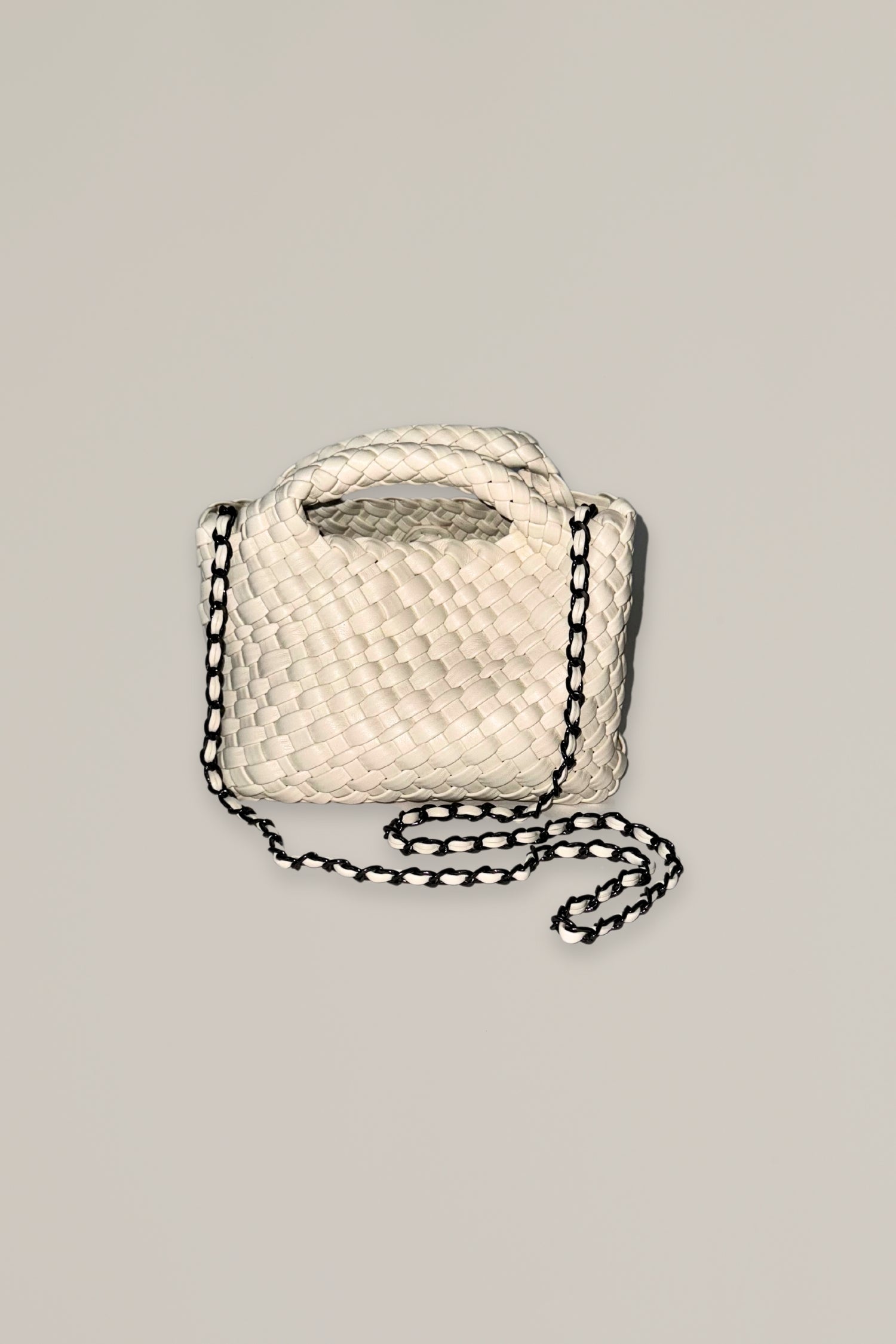 ivory woven mini bag