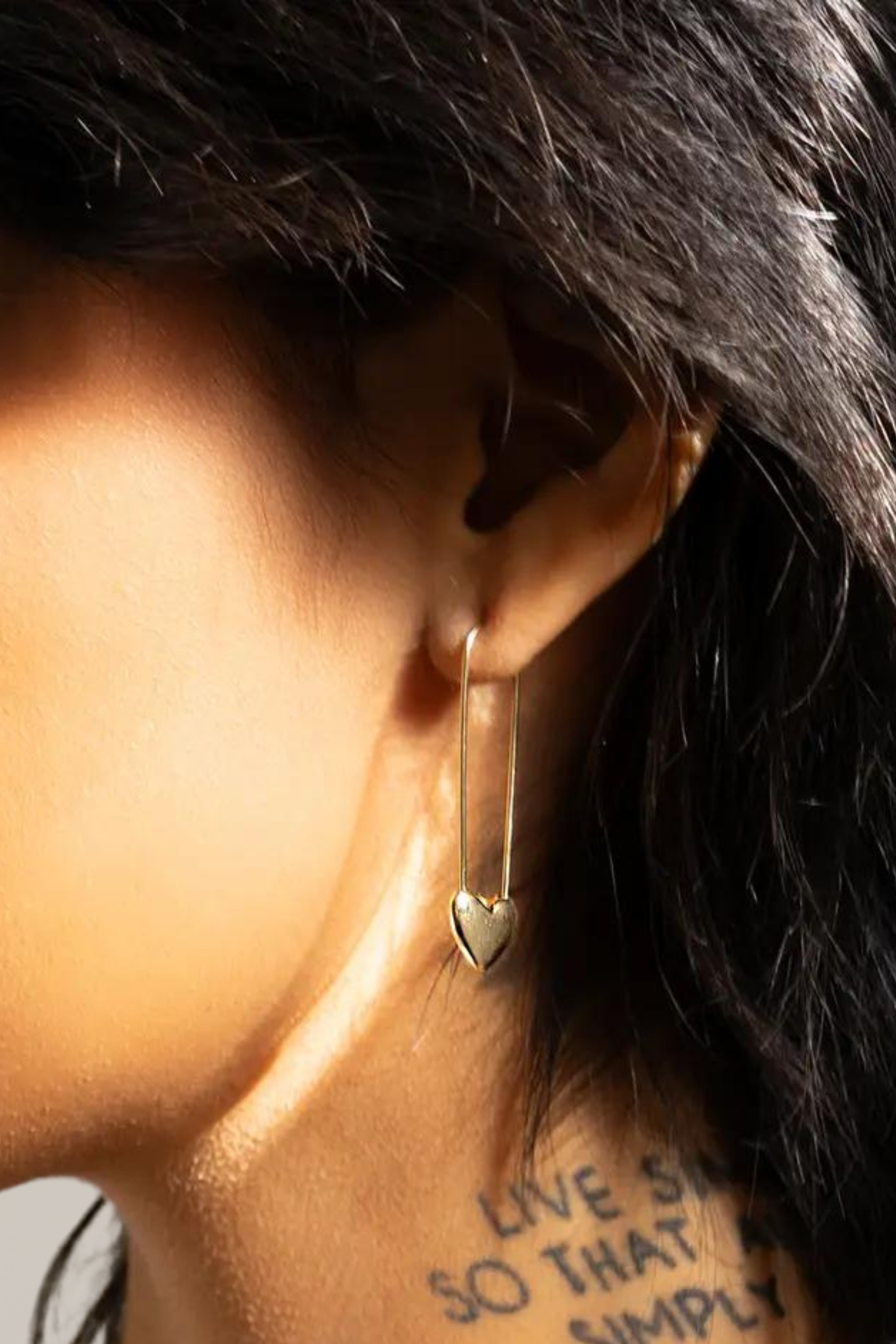 safety pin heart earrings