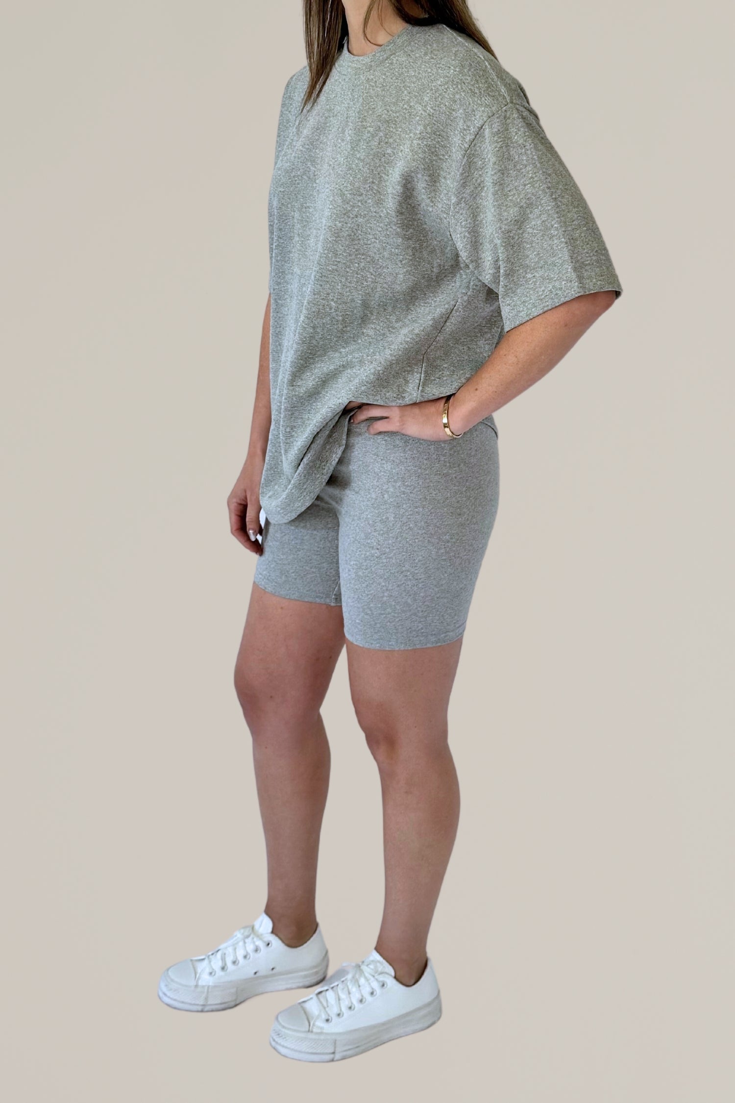 heather grey biker short